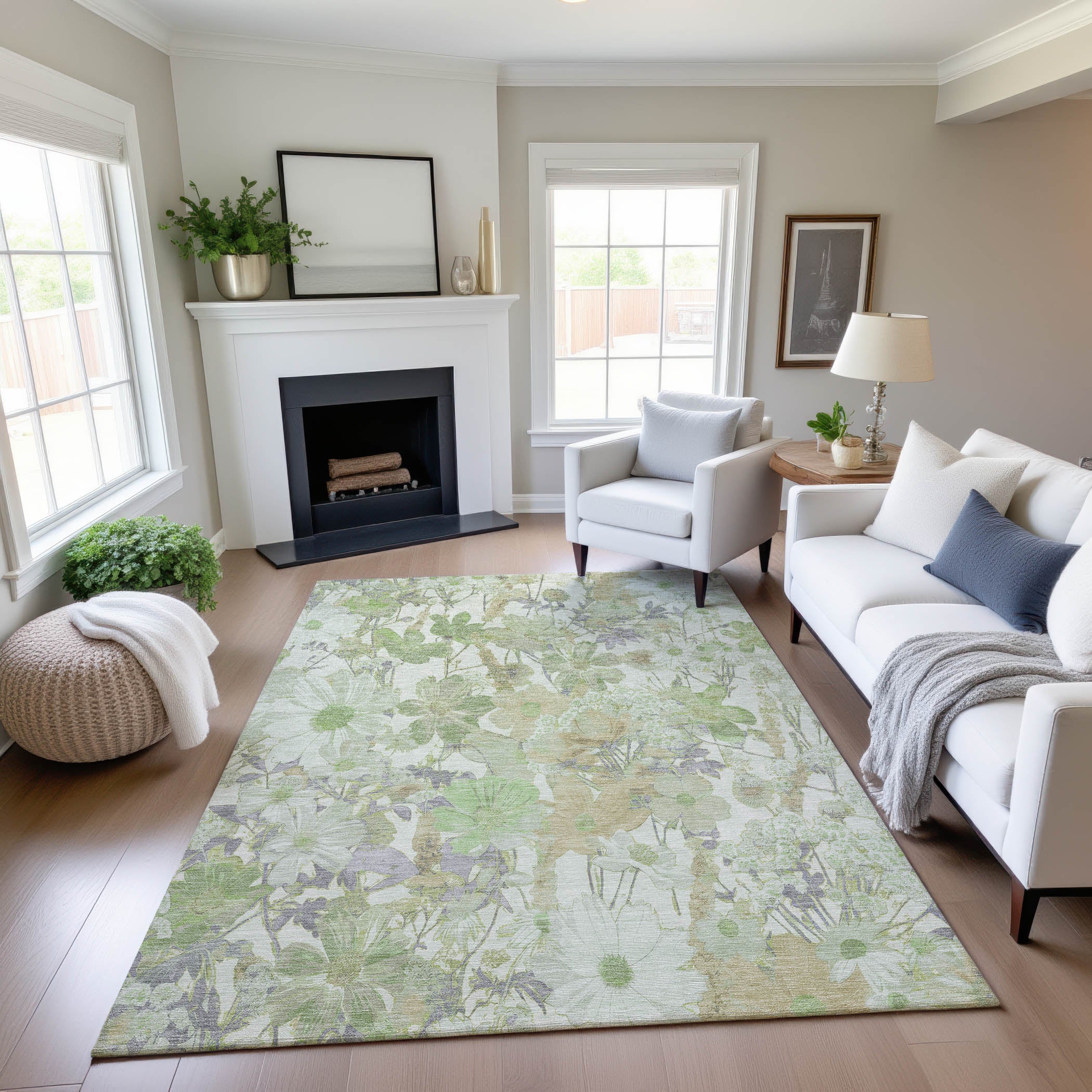 Chiang Mai Machine Washable Transitional Aloe Green Rug 2'6" x 3'10" #shape_Rectangle