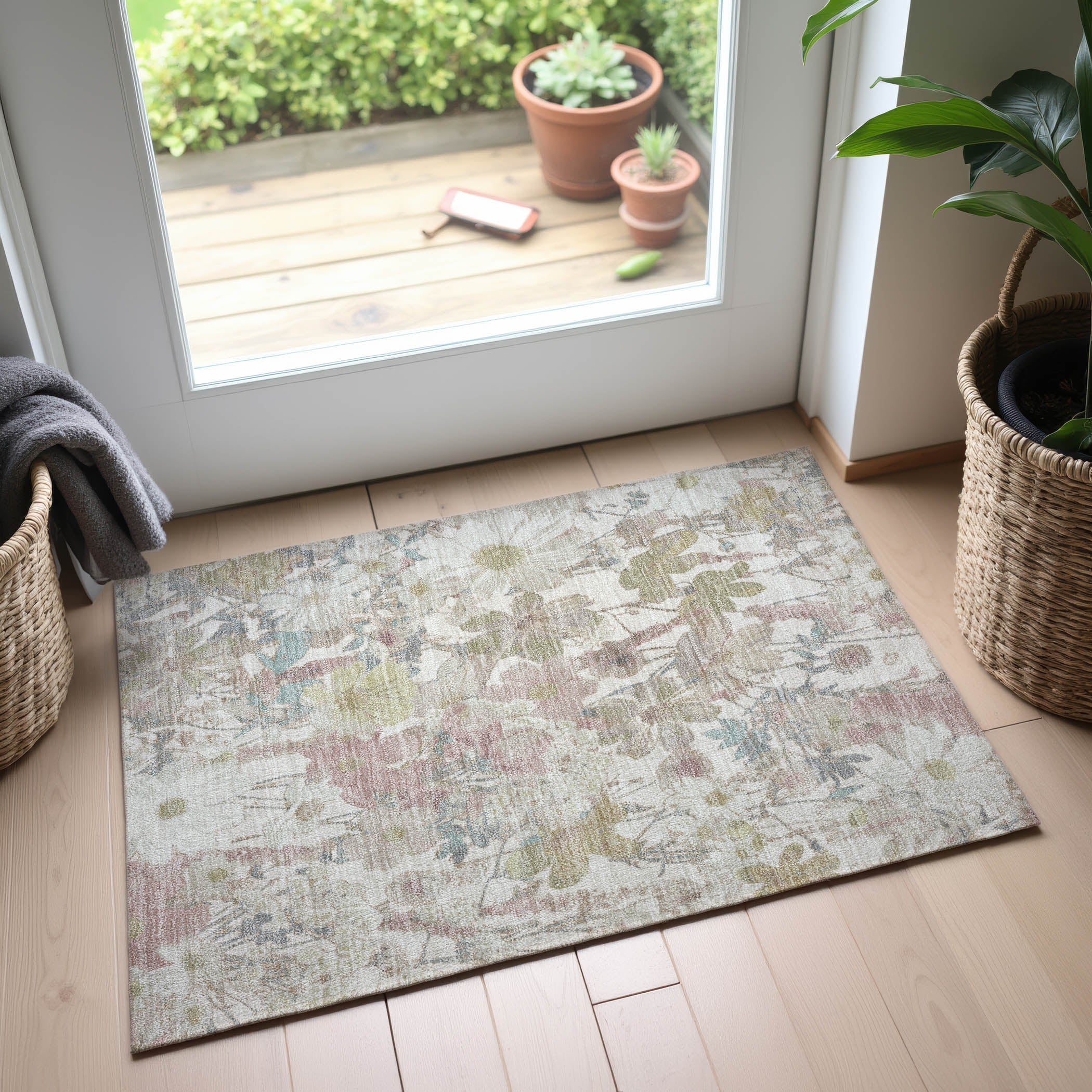 Chiang Mai Machine Washable Transitional Ivory Rug 1'8" x 2'6" #shape_Rectangle