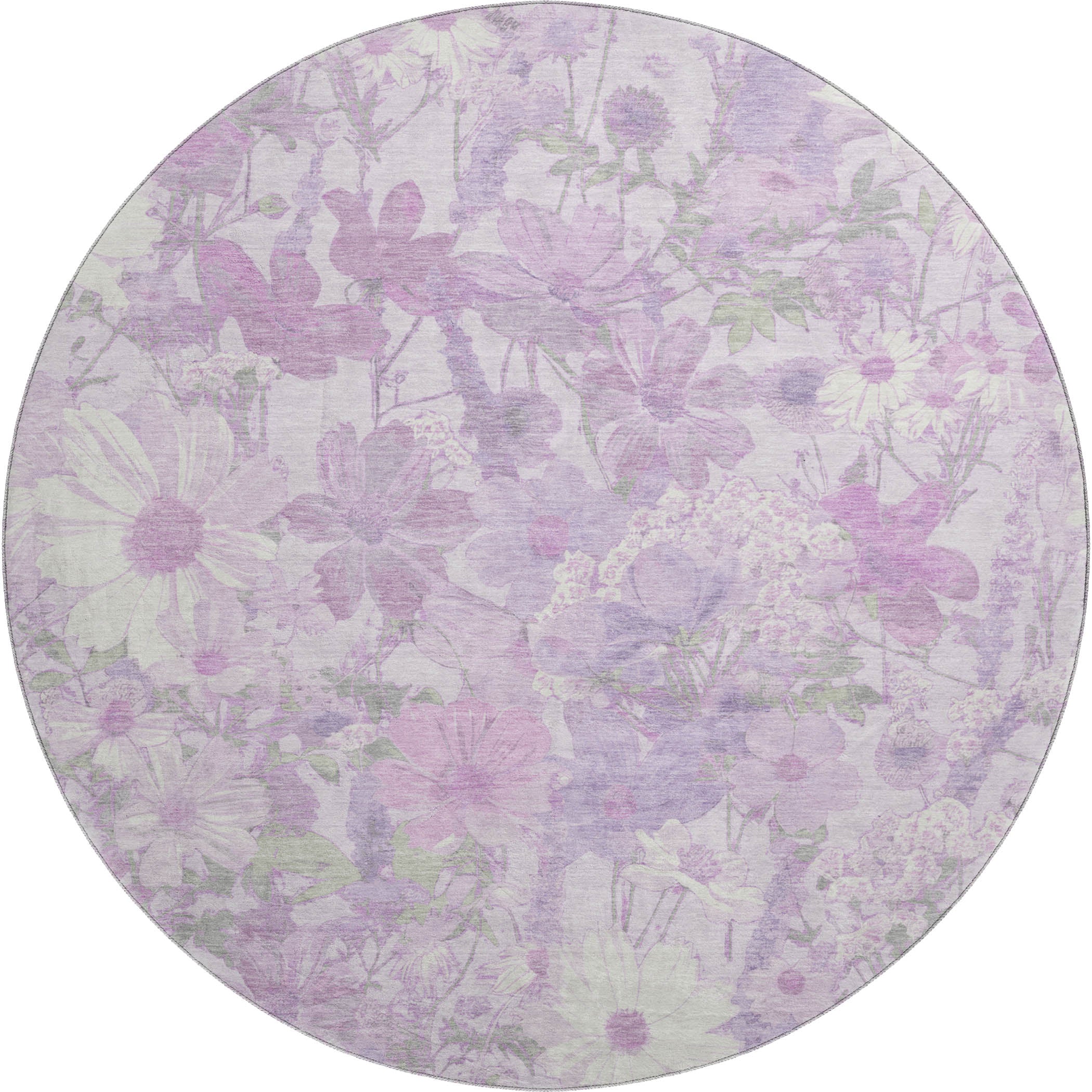 Chiang Mai Machine Washable Transitional Lavender Purple Rug 8' x 8' #shape_Round