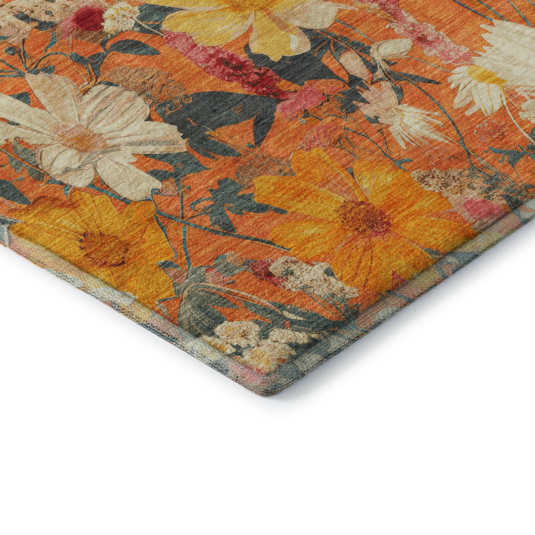 Chiang Mai Machine Washable Transitional Orange Rug 1'8" x 2'6" #shape_Rectangle