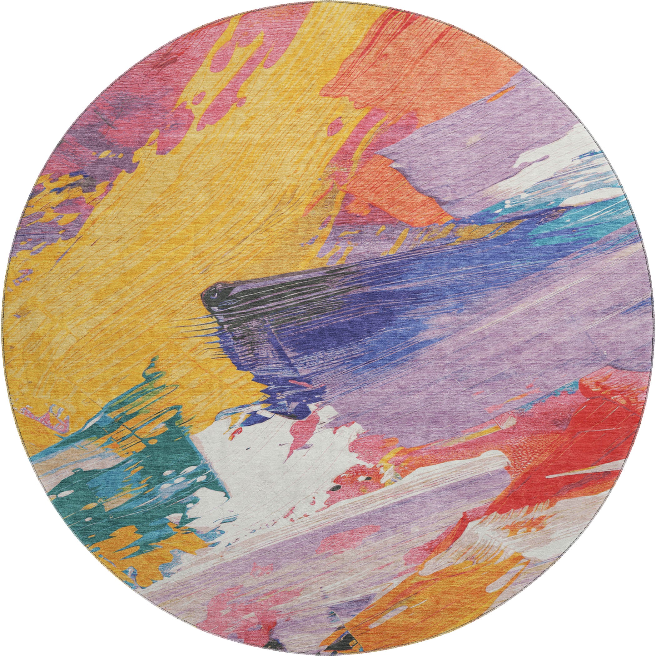 Mostar Machine Washable Transitional Gold Rug 8' x 8' #shape_Round