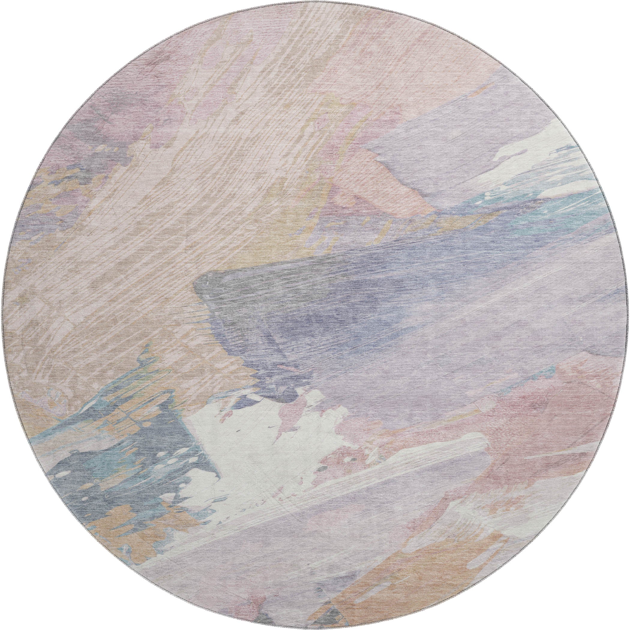 Mostar Machine Washable Transitional Pink Rug 8' x 8' #shape_Round