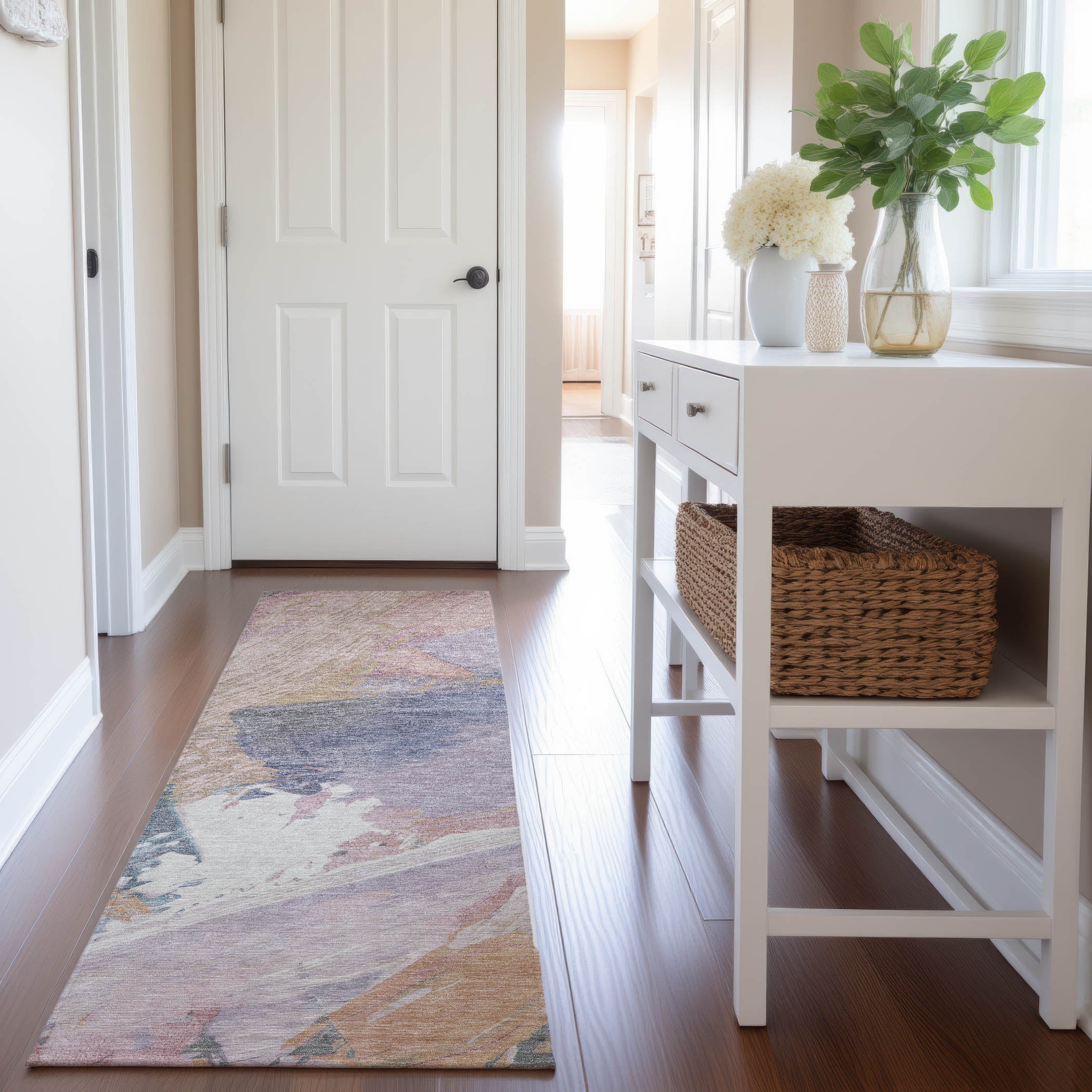Mostar Machine Washable Transitional Pink Rug 2'3" x 7'6" #shape_Runner