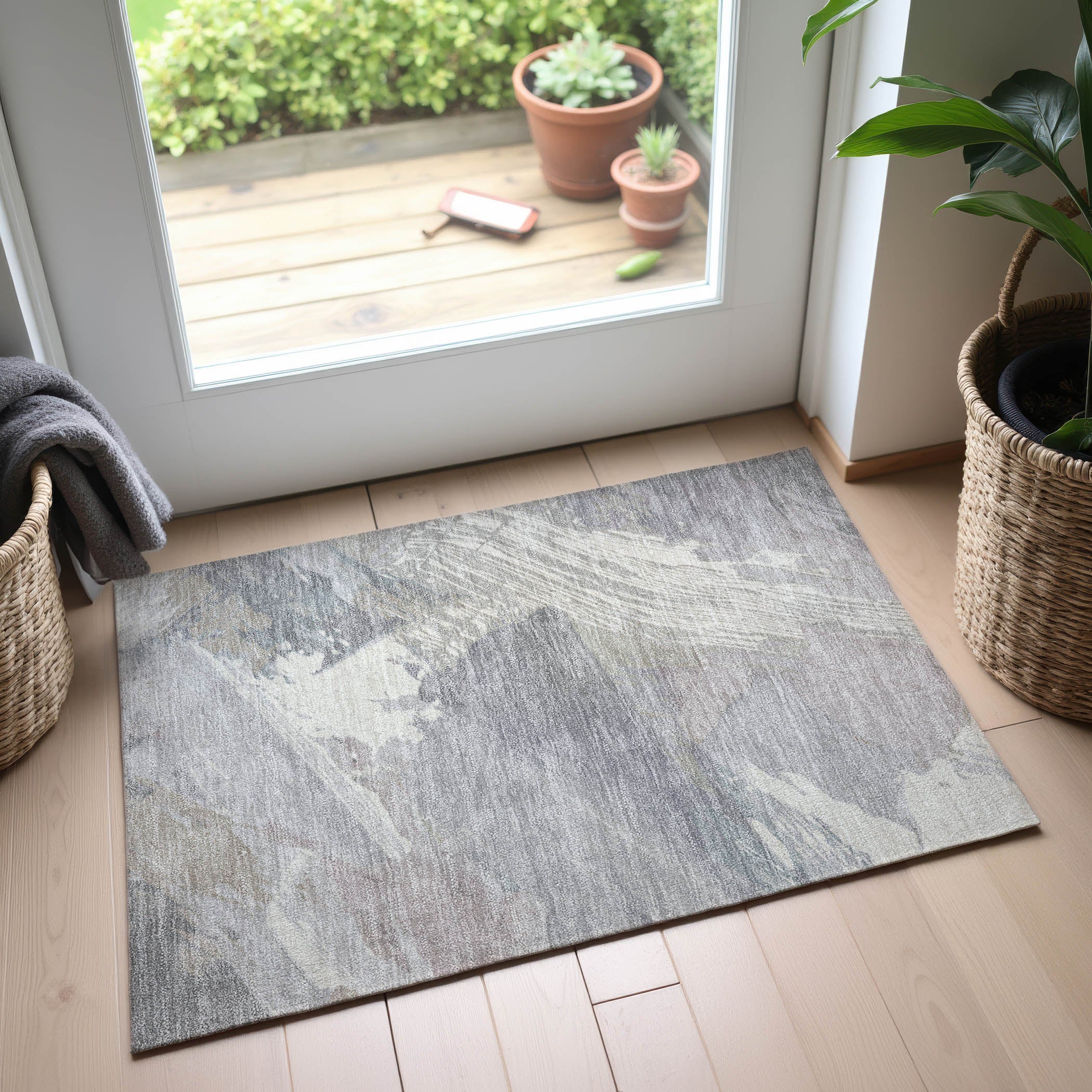Mostar Machine Washable Transitional Putty Ivory Rug 1'8" x 2'6" #shape_Rectangle