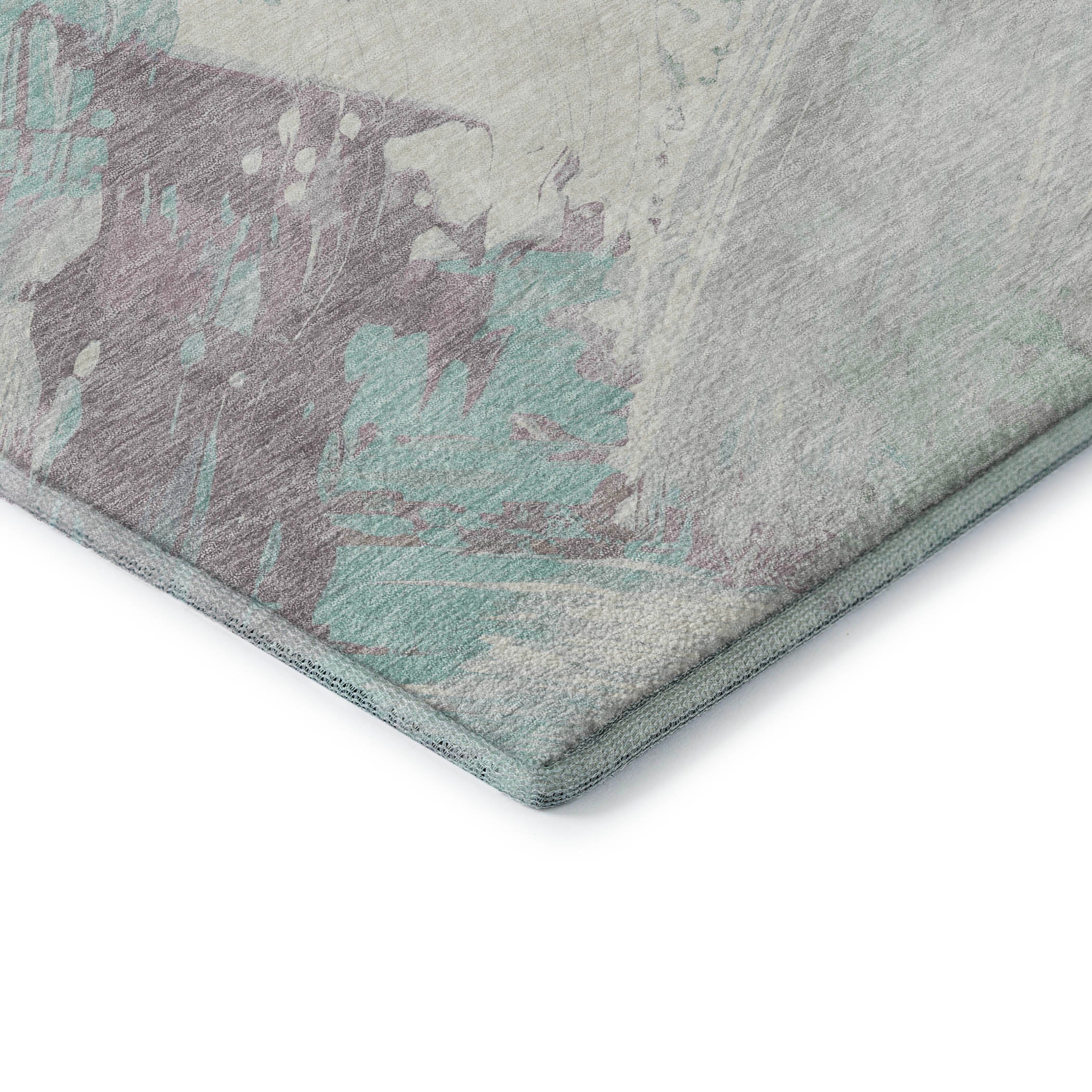 Mostar Machine Washable Transitional Seafoam Blue Rug 1'8" x 2'6" #shape_Rectangle