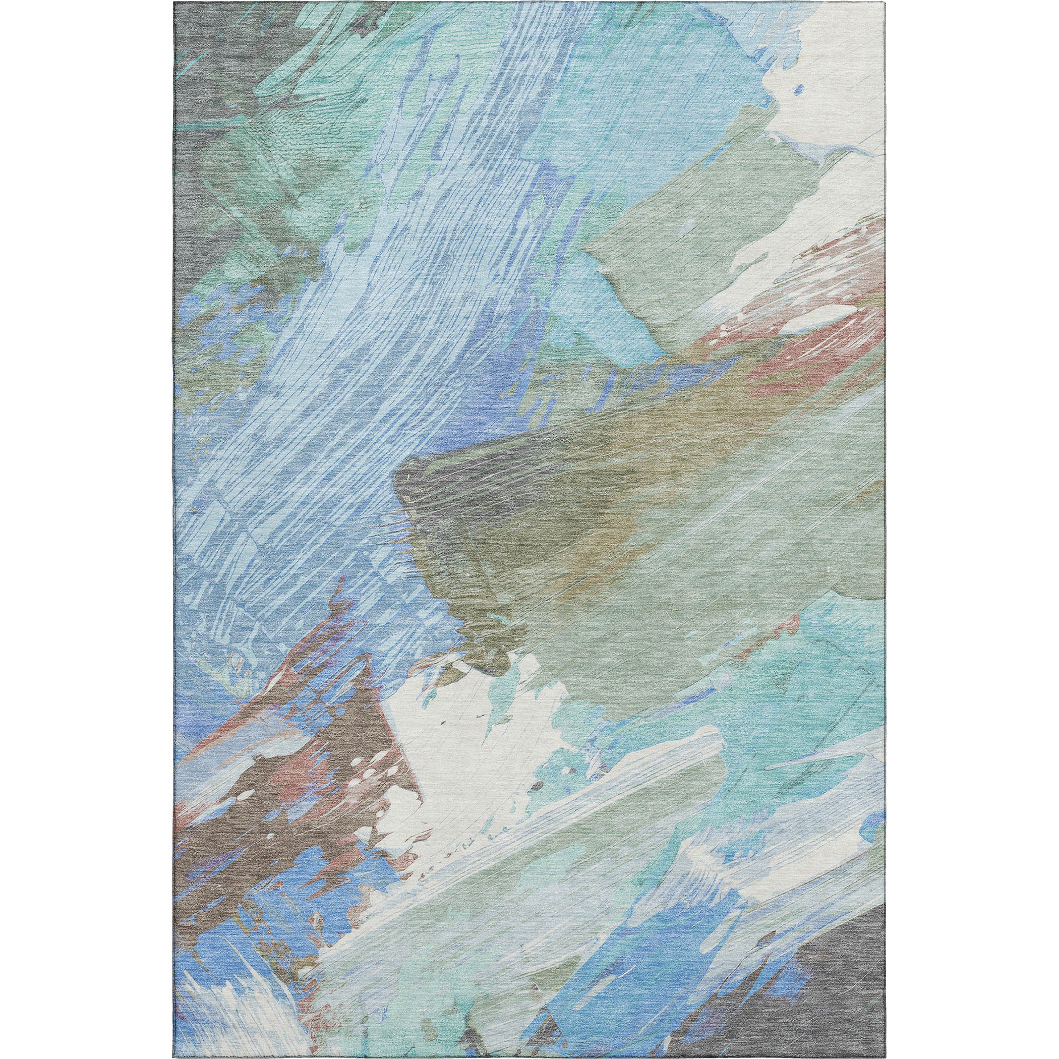 Mostar Machine Washable Transitional Sky Blue Rug 2'6" x 3'10" #shape_Rectangle