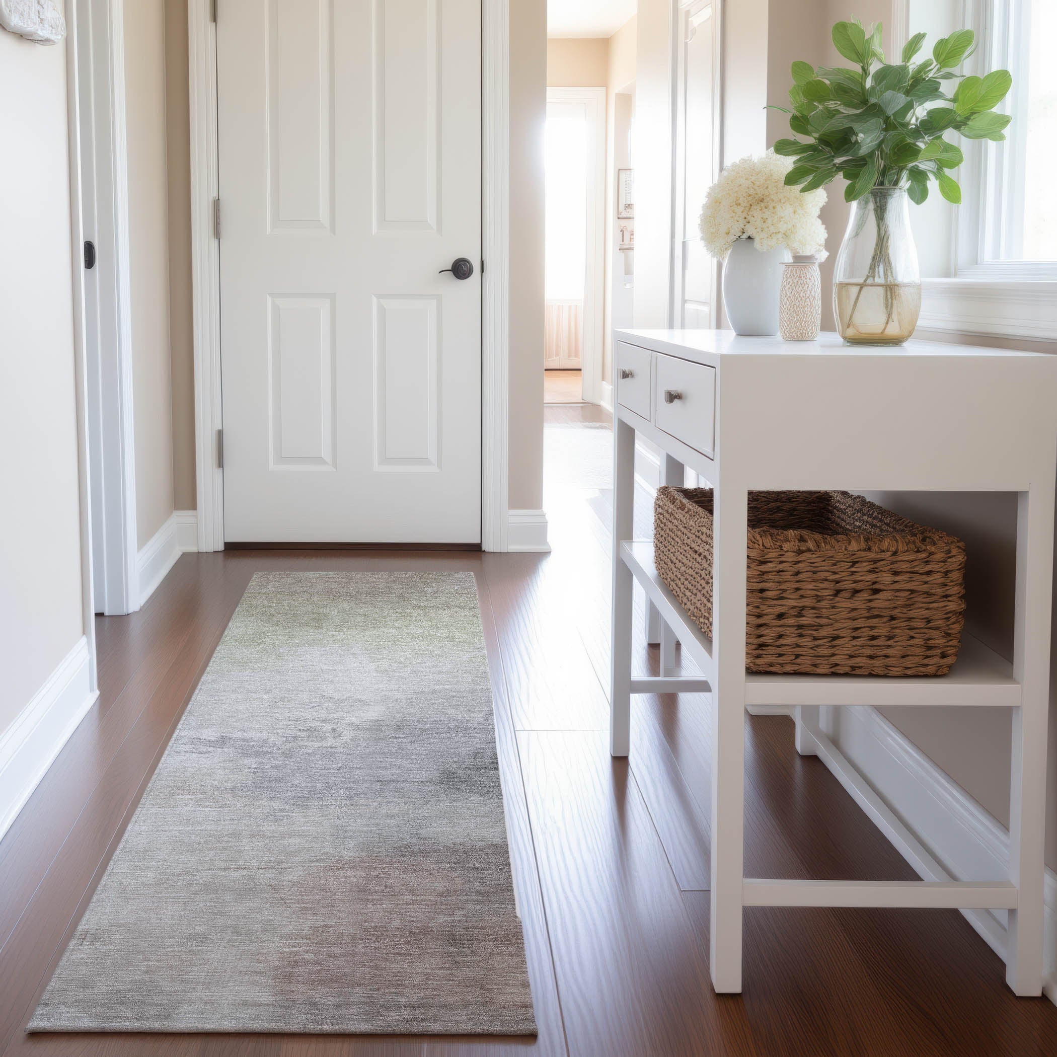 Nairobi Machine Washable Transitional Beige Brown Rug 2'3" x 7'6" #shape_Runner