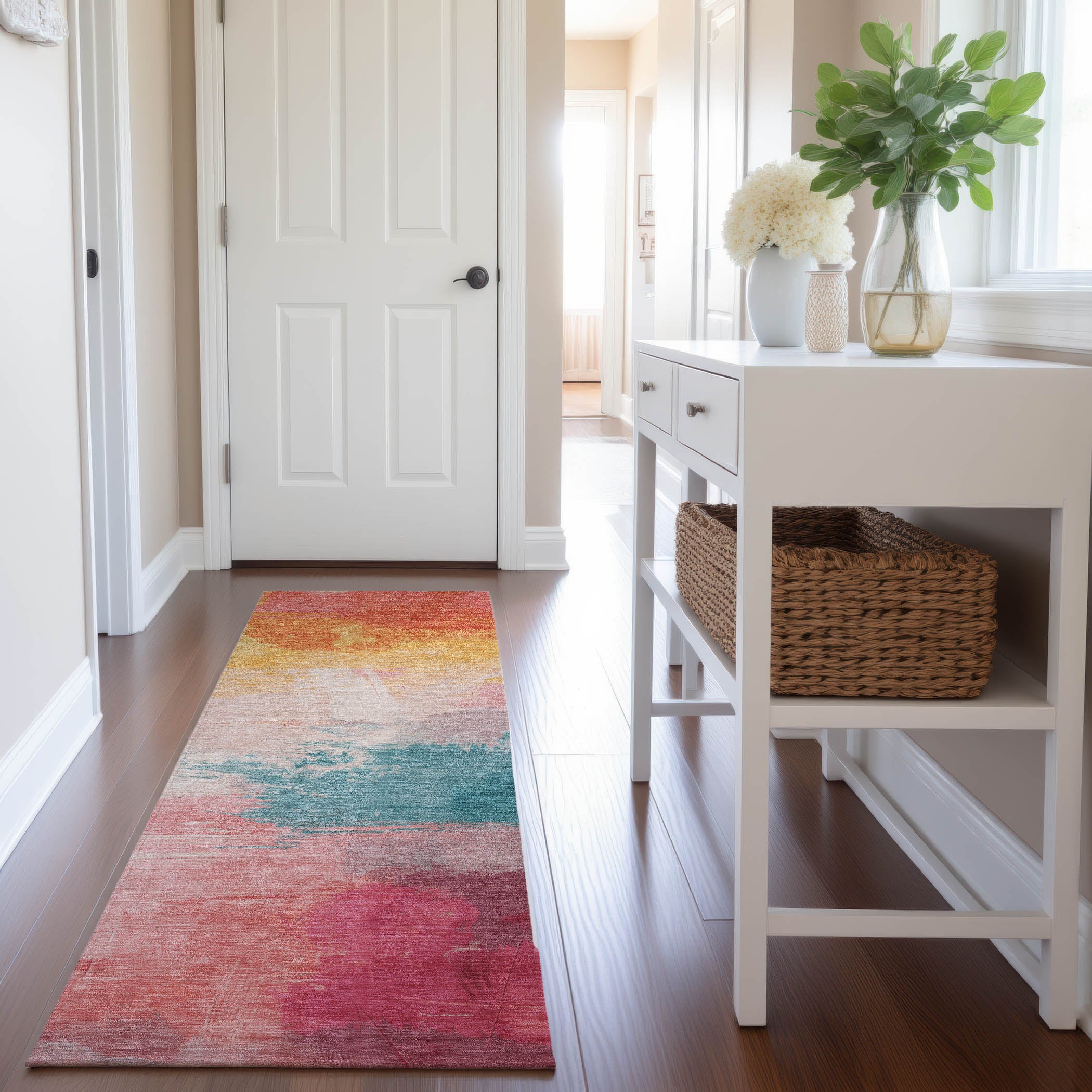 Nairobi Machine Washable Transitional Pink Rug 2'3" x 7'6" #shape_Runner