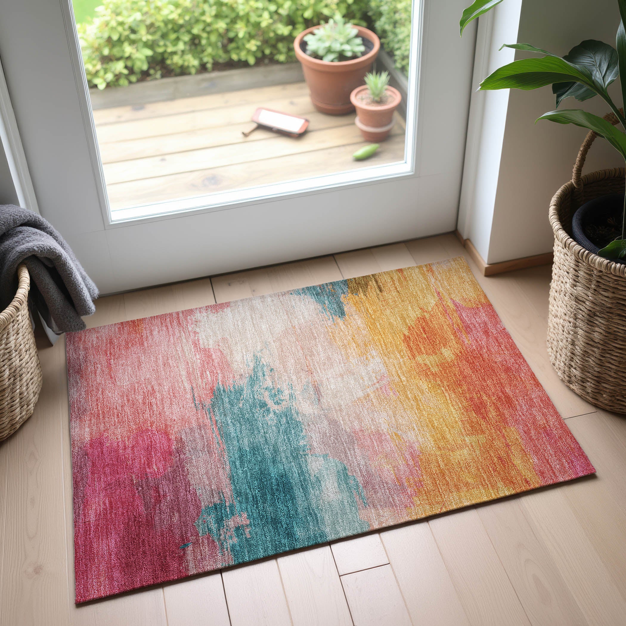 Nairobi Machine Washable Transitional Pink Rug 1'8" x 2'6" #shape_Rectangle