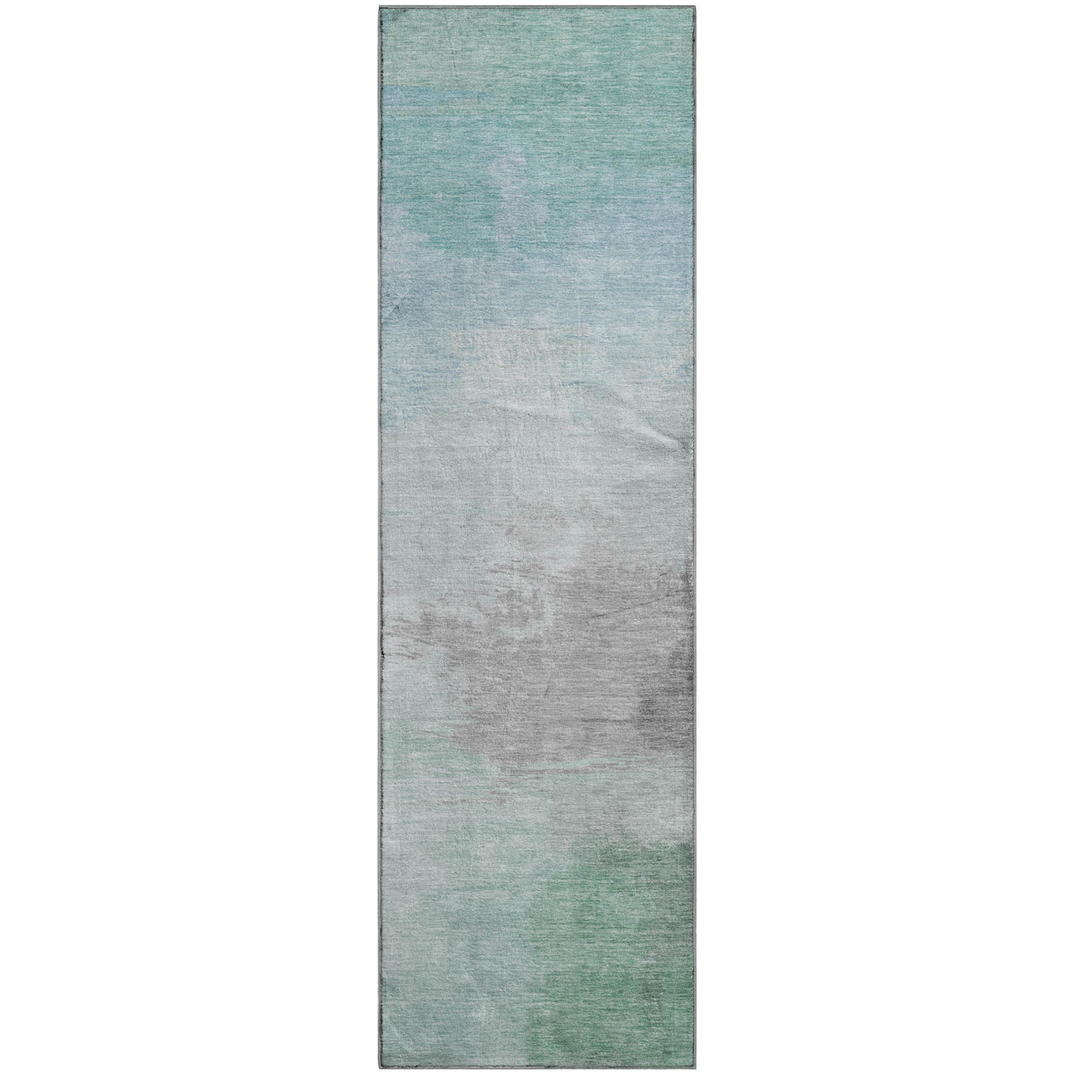 Nairobi Machine Washable Transitional Seafoam Blue Rug 2'3" x 7'6" #shape_Runner
