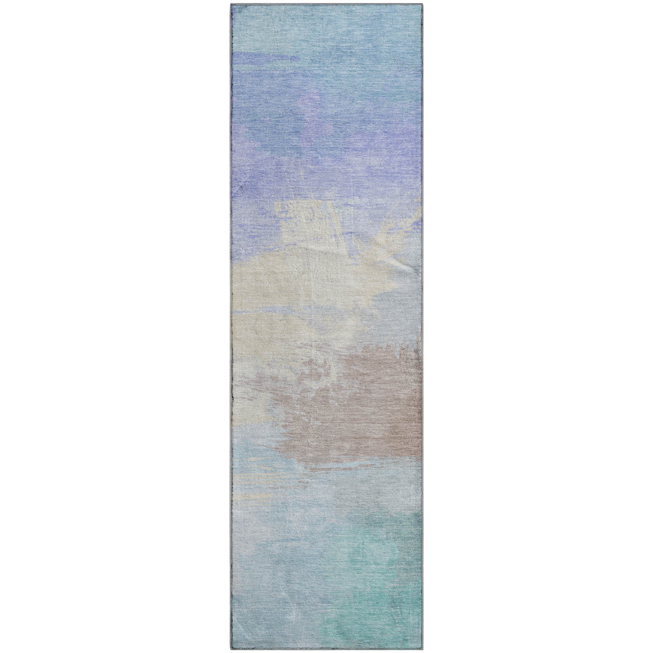 Nairobi Machine Washable Transitional Sky Blue Rug 2'3" x 7'6" #shape_Runner