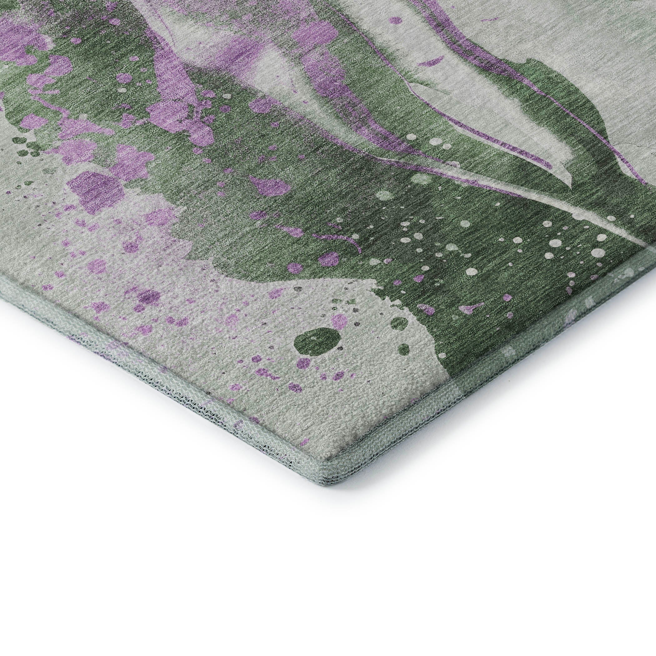 Mdina Machine Washable Transitional Aloe Green Rug 1'8" x 2'6" #shape_Rectangle