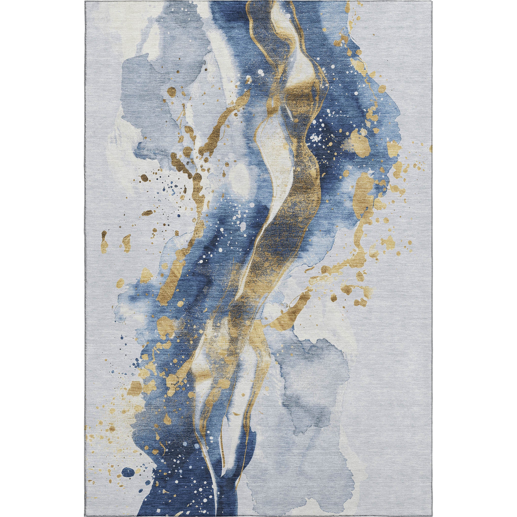 Mdina Machine Washable Transitional Blue Rug 2'6" x 3'10" #shape_Rectangle