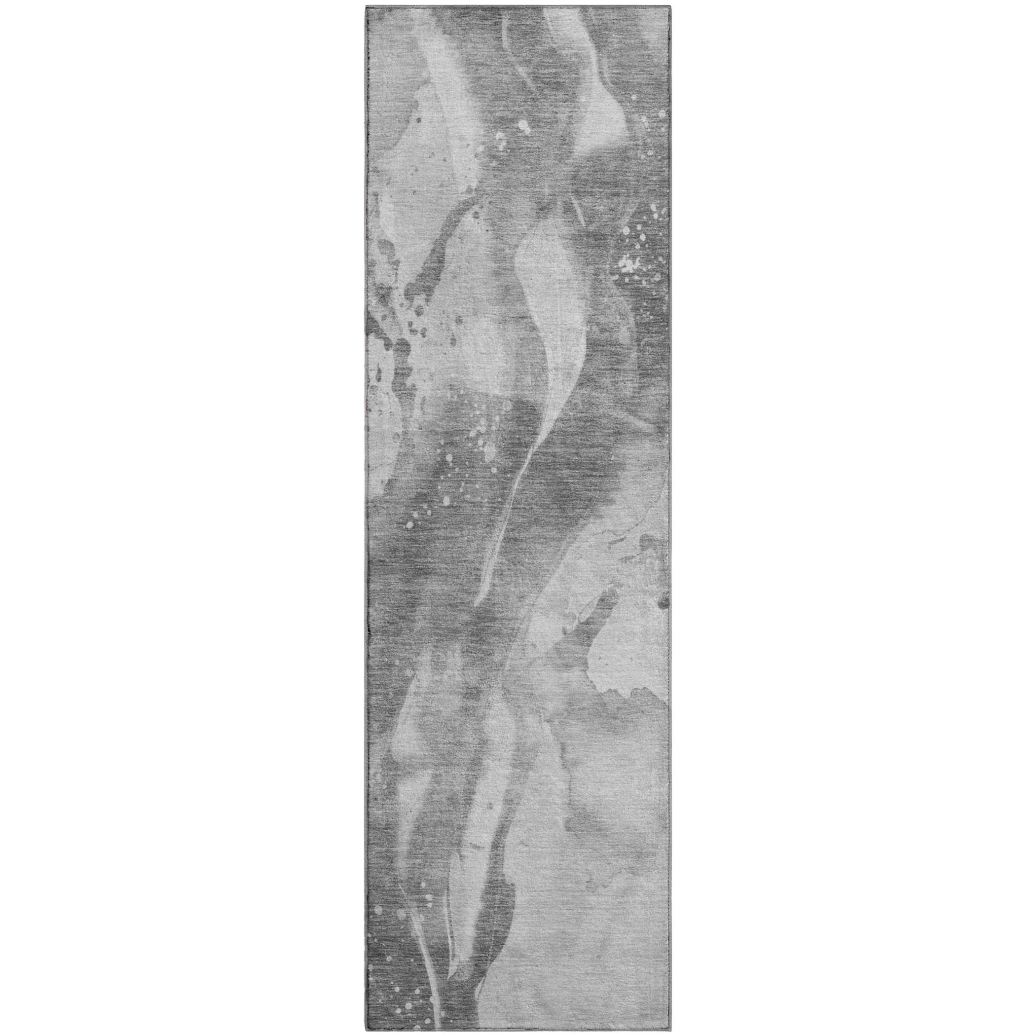 Mdina Machine Washable Transitional Gray Rug 2'3" x 7'6" #shape_Runner