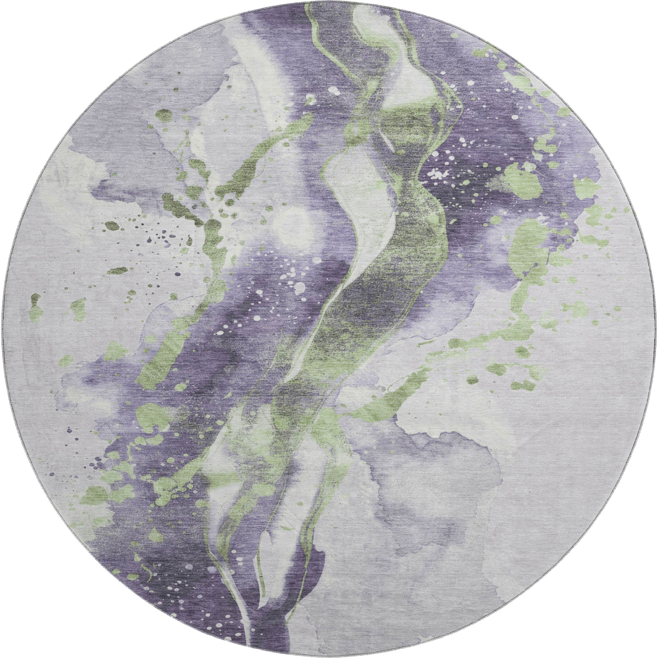Mdina Machine Washable Transitional Purple Rug 8' x 8' #shape_Round