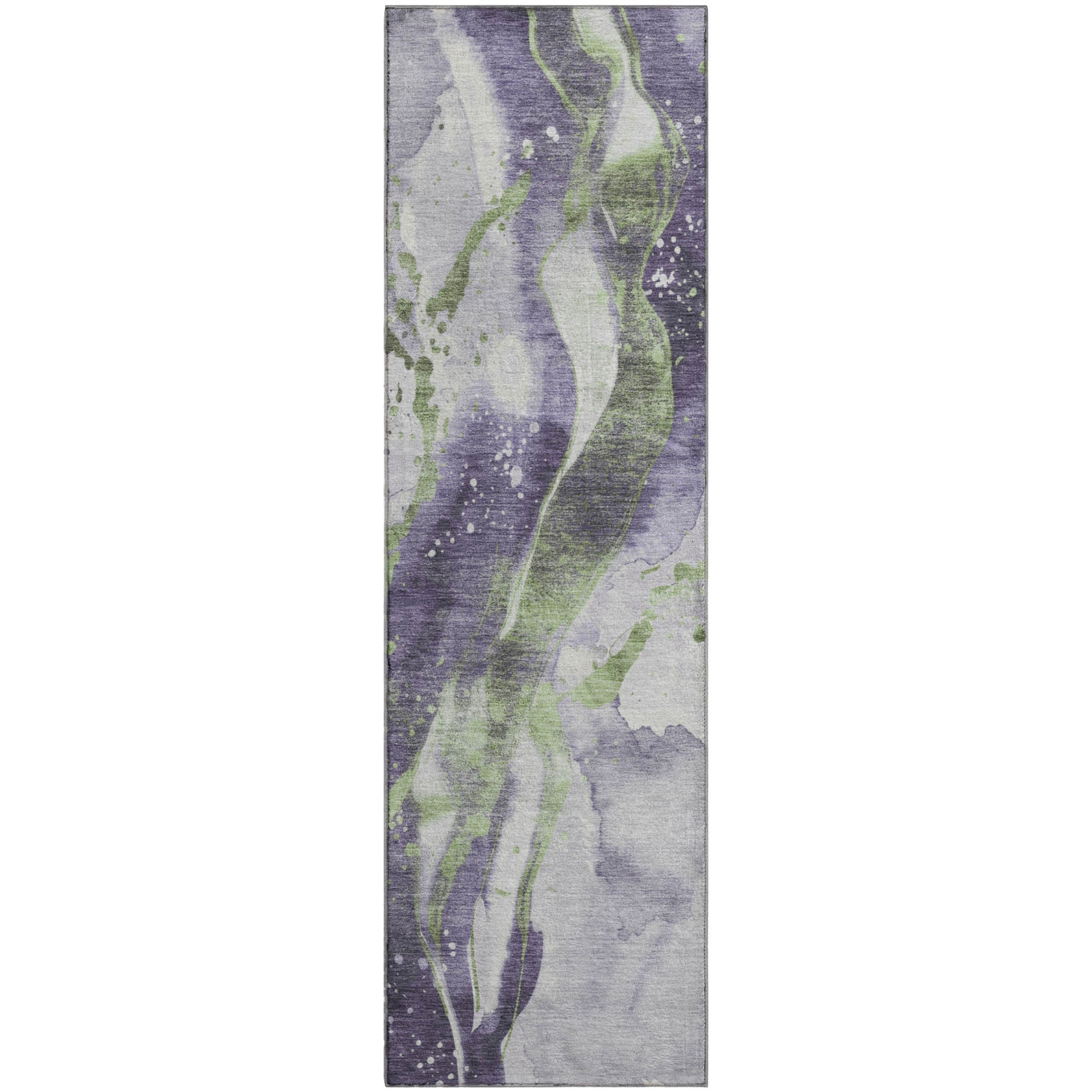 Mdina Machine Washable Transitional Purple Rug 2'3" x 7'6" #shape_Runner