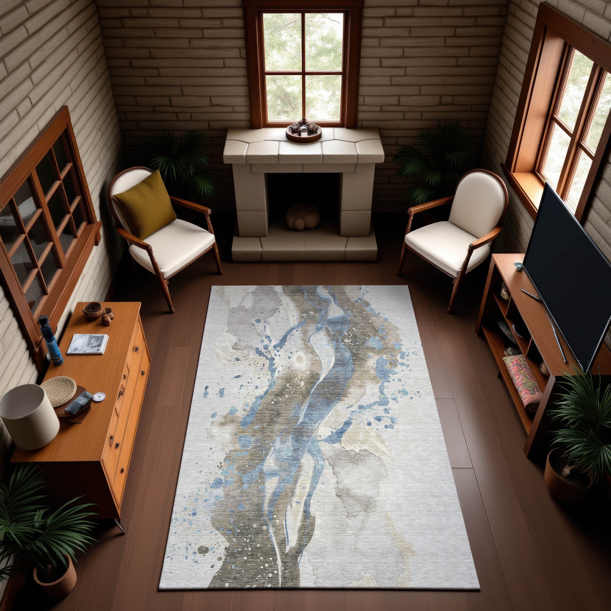 Mdina Machine Washable Transitional Taupe Brown Rug 2'6" x 3'10" #shape_Rectangle