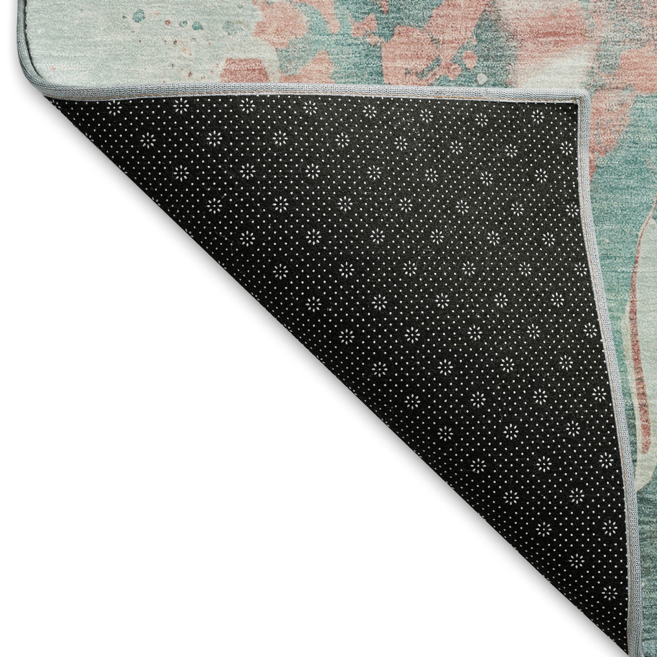 Mdina Machine Washable Transitional Teal Rug 1'8" x 2'6" #shape_Rectangle