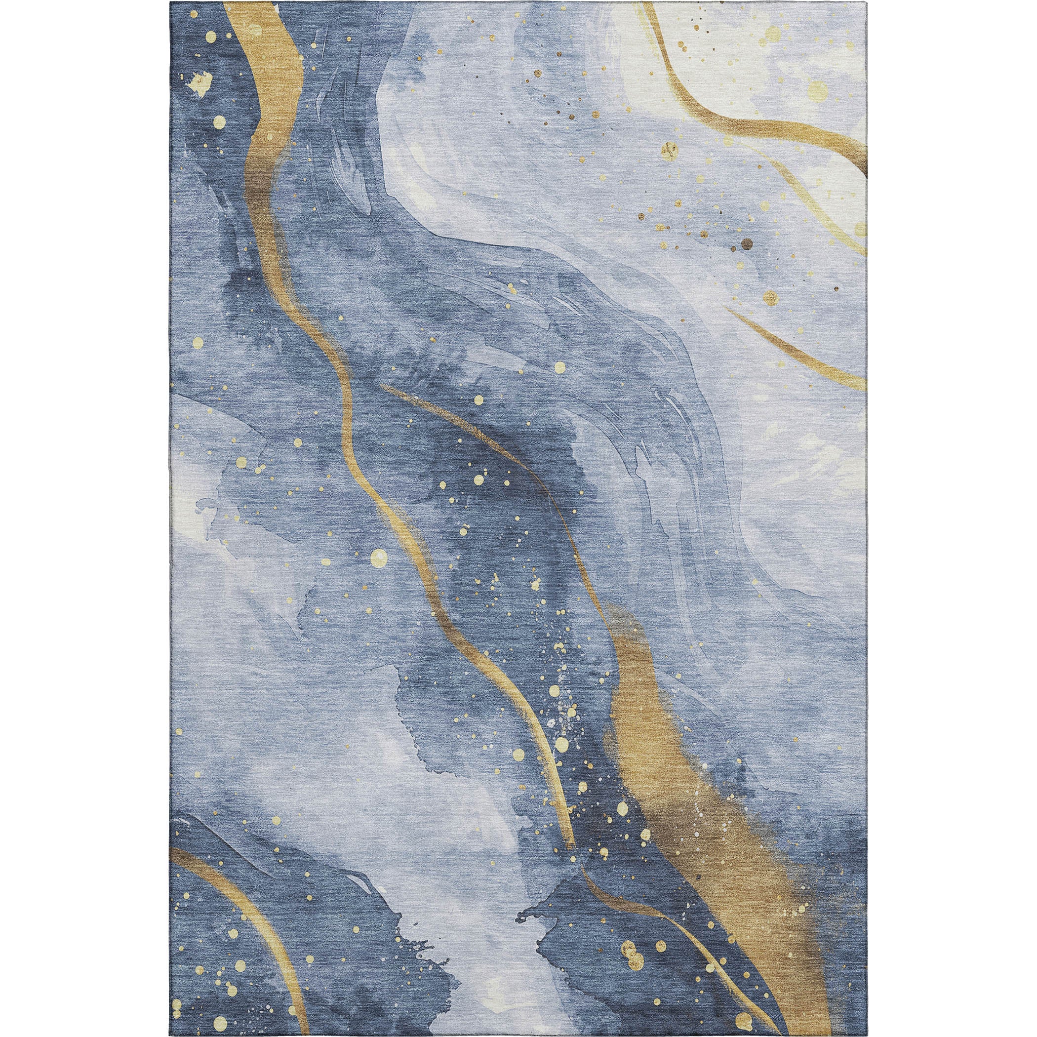 Seville Machine Washable Transitional Blue Rug 2'6" x 3'10" #shape_Rectangle