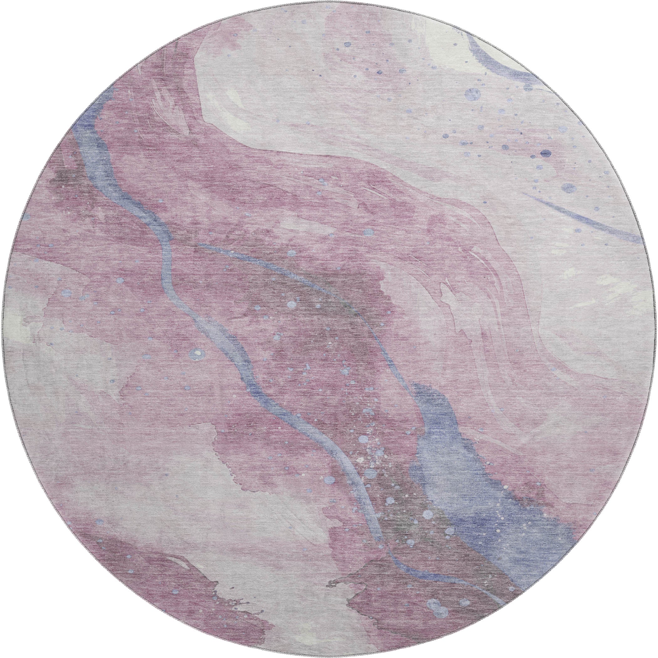 Seville Machine Washable Transitional Mauve Pink Rug 8' x 8' #shape_Round