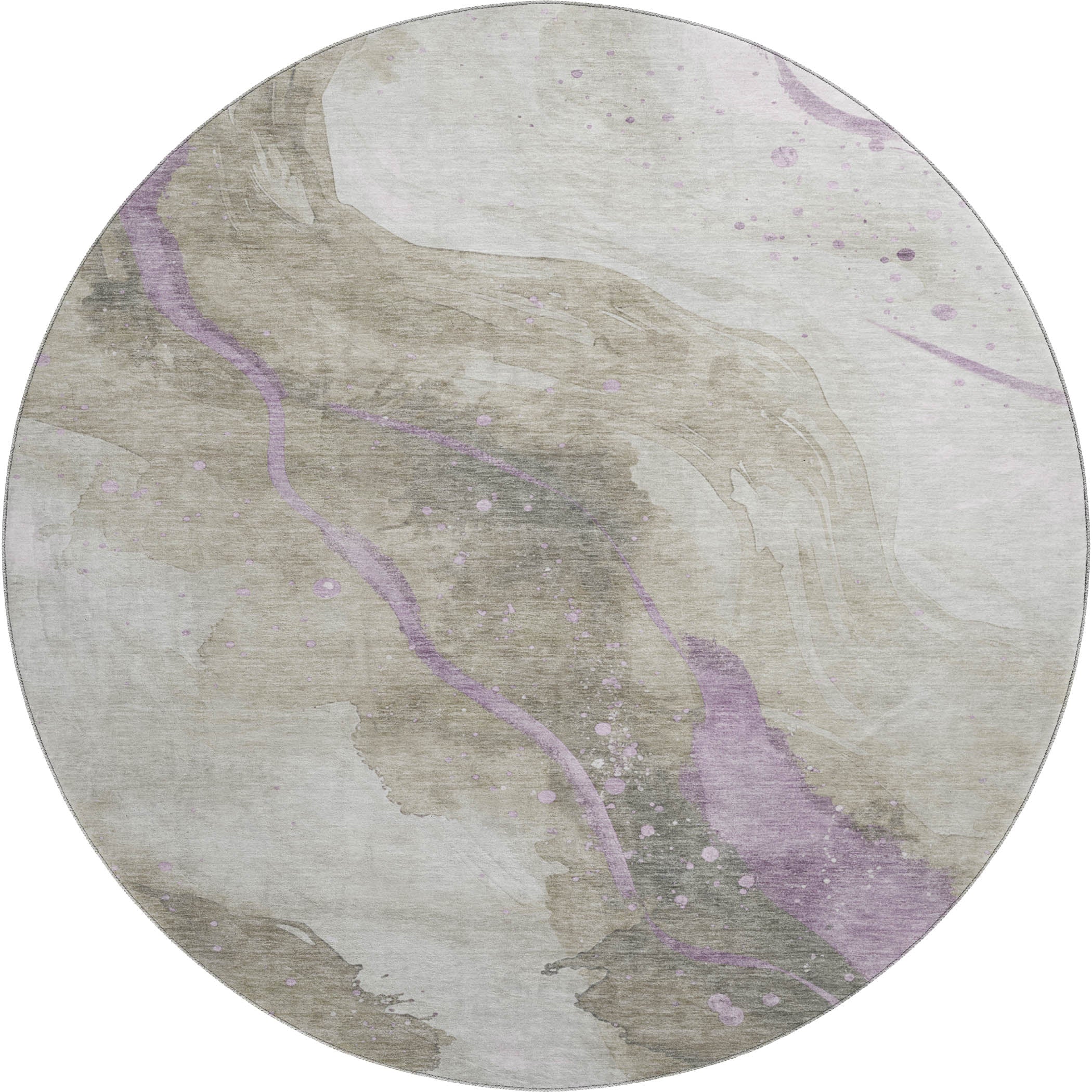 Seville Machine Washable Transitional Taupe Brown Rug 8' x 8' #shape_Round