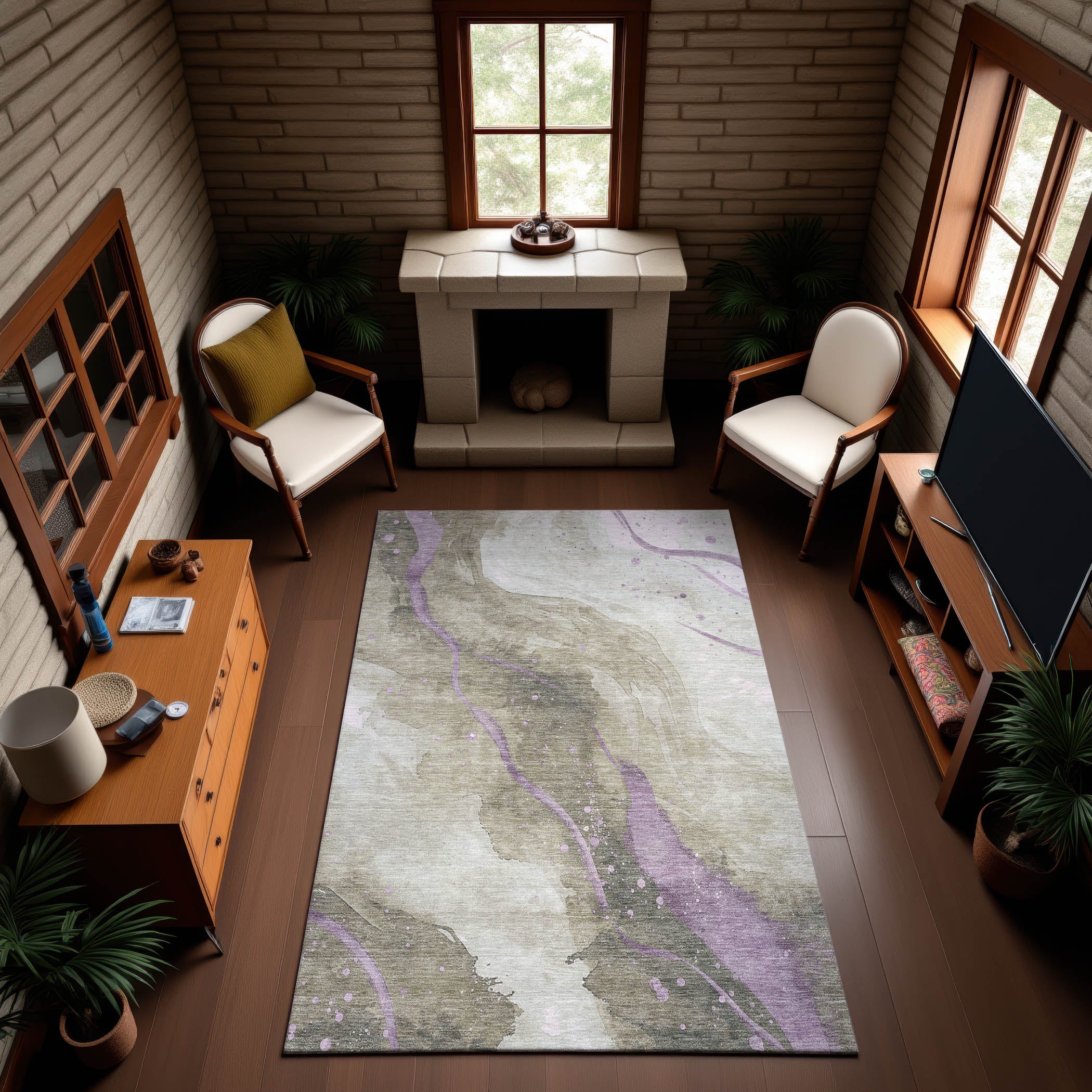 Seville Machine Washable Transitional Taupe Brown Rug 2'6" x 3'10" #shape_Rectangle