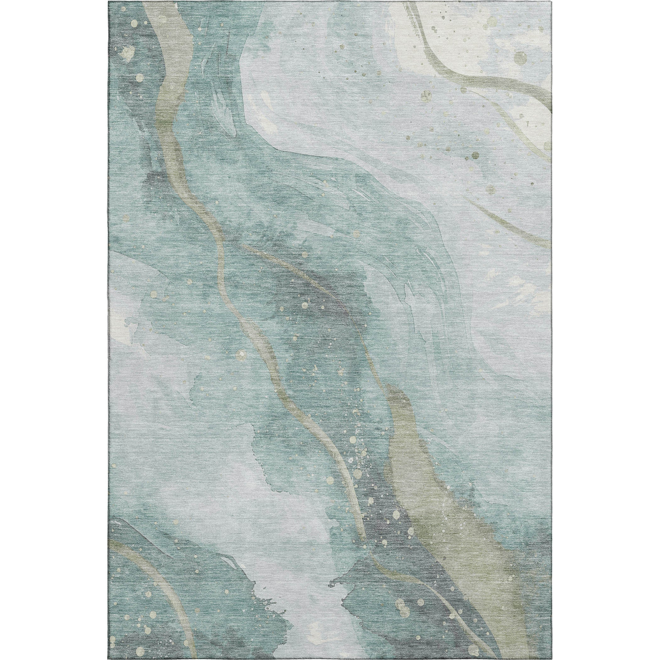 Seville Machine Washable Transitional Teal Rug 2'6" x 3'10" #shape_Rectangle