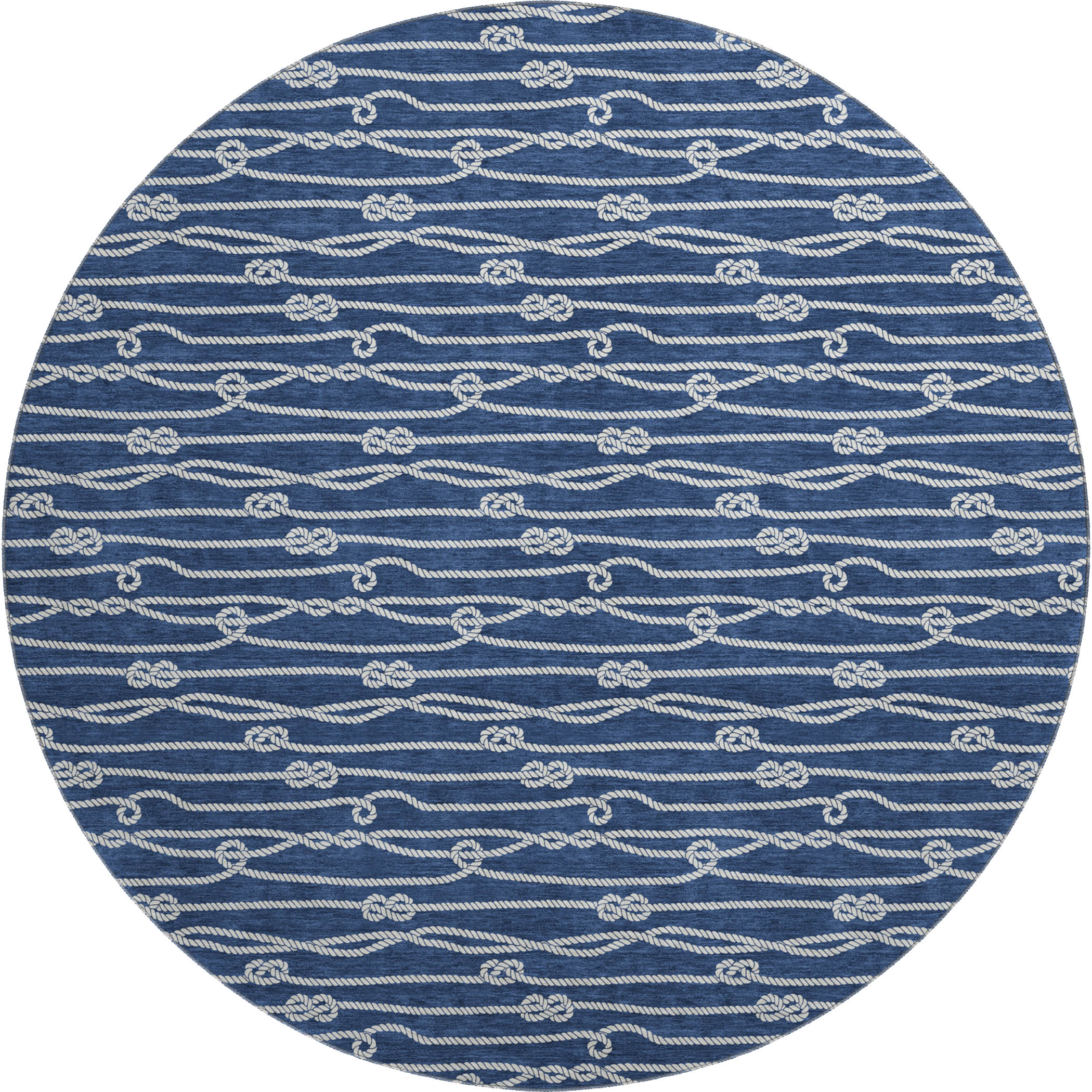 Reykjavik Machine Washable Coastal Navy Blue Rug 8' x 8' #shape_Round