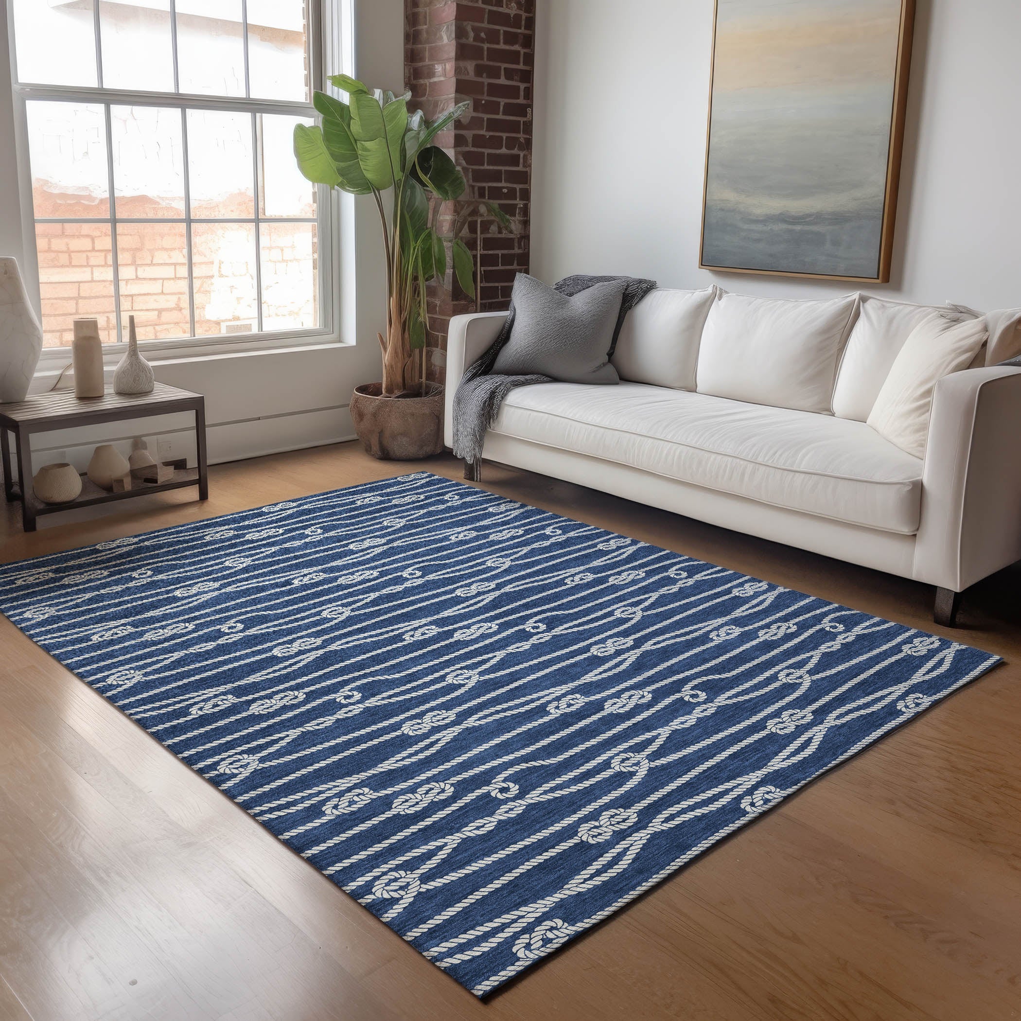 Reykjavik Machine Washable Coastal Navy Blue Rug 2'6" x 3'10" #shape_Rectangle
