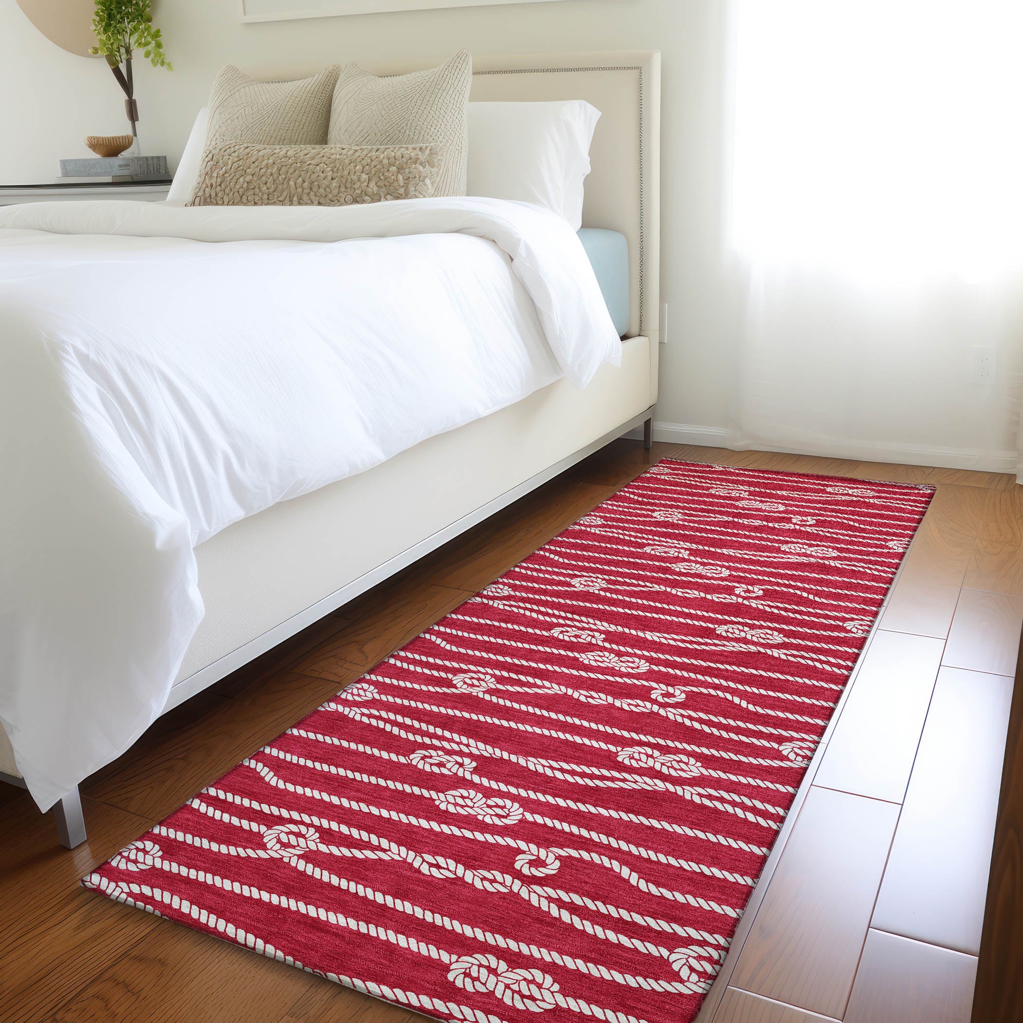 Reykjavik Machine Washable Coastal Red Rug 2'3" x 7'6" #shape_Runner