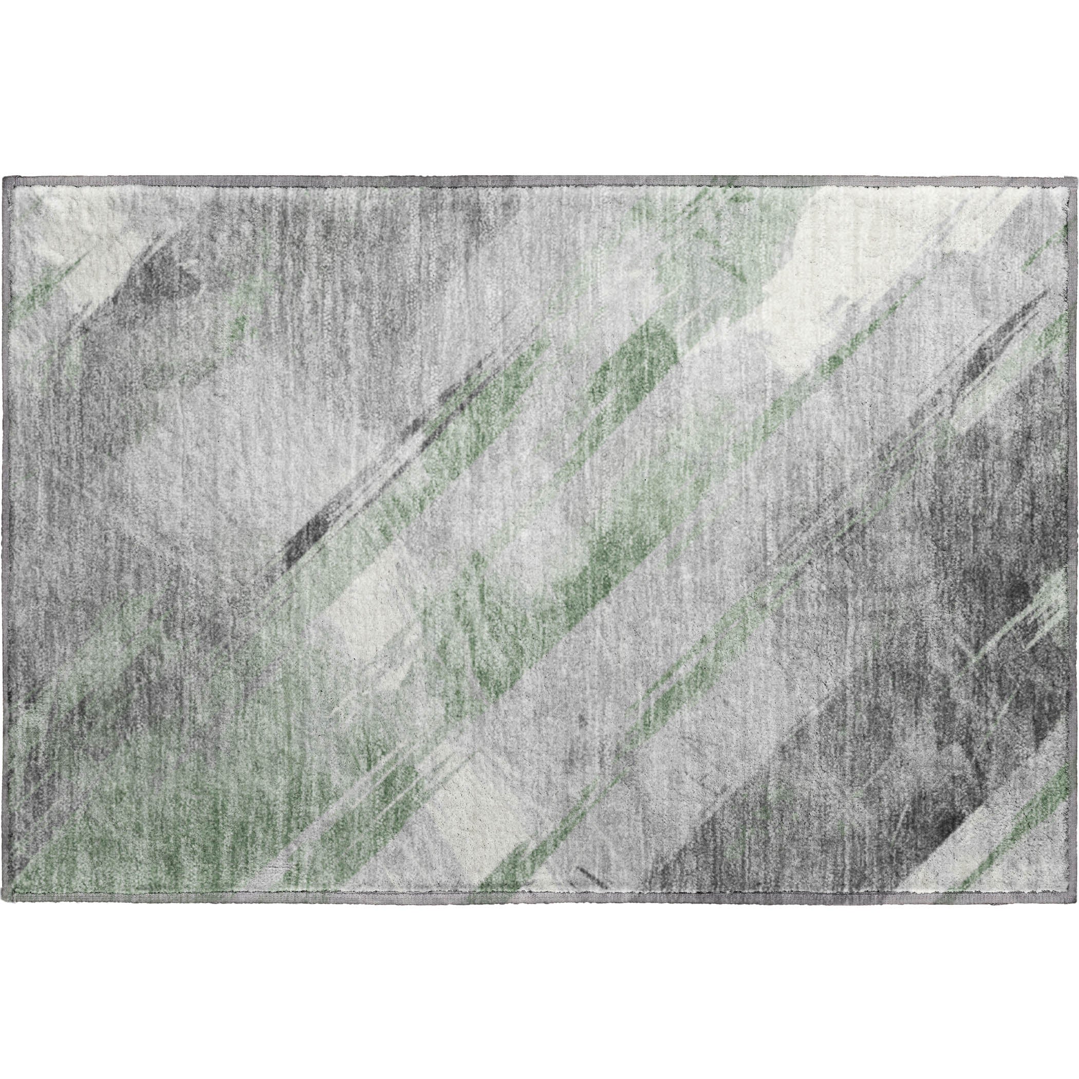 Seoul Machine Washable Transitional Aloe Green Rug 1'8" x 2'6" #shape_Rectangle