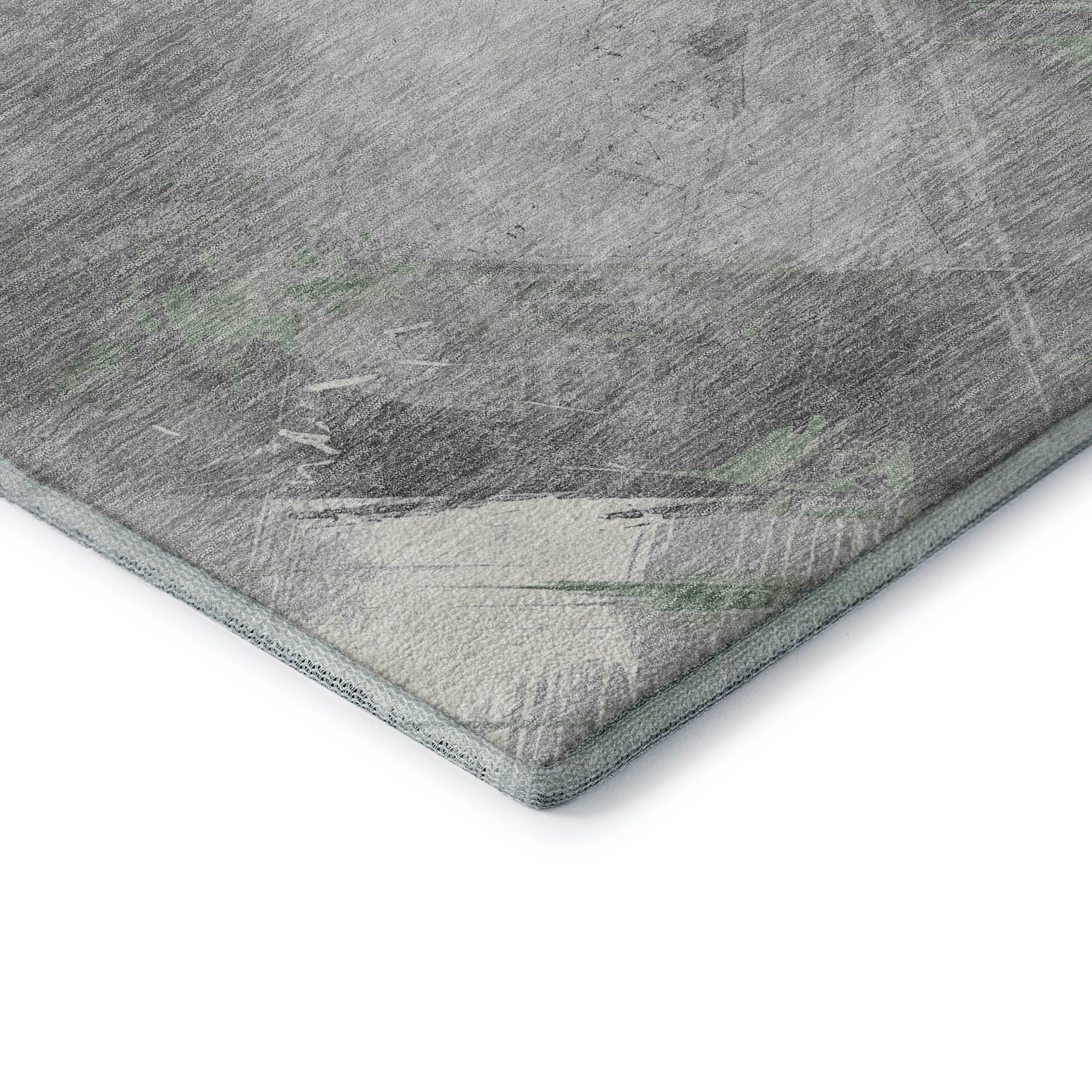 Seoul Machine Washable Transitional Aloe Green Rug 1'8" x 2'6" #shape_Rectangle