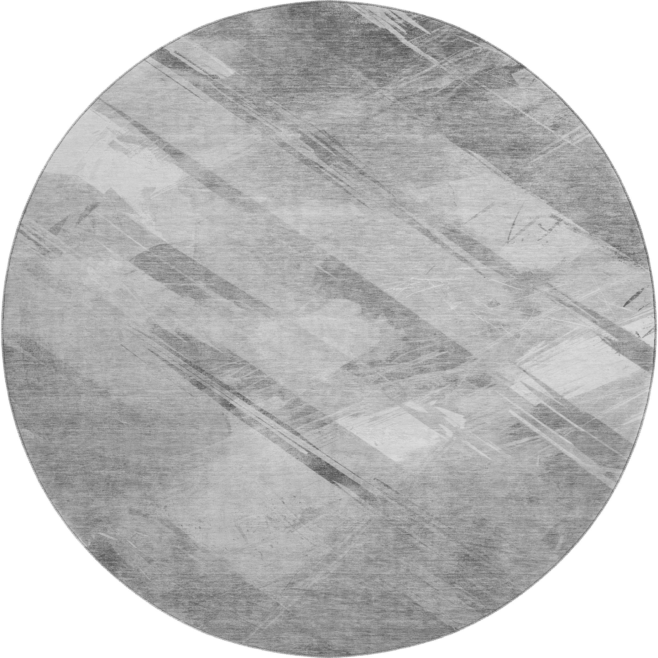 Seoul Machine Washable Transitional Gray Rug 8' x 8' #shape_Round