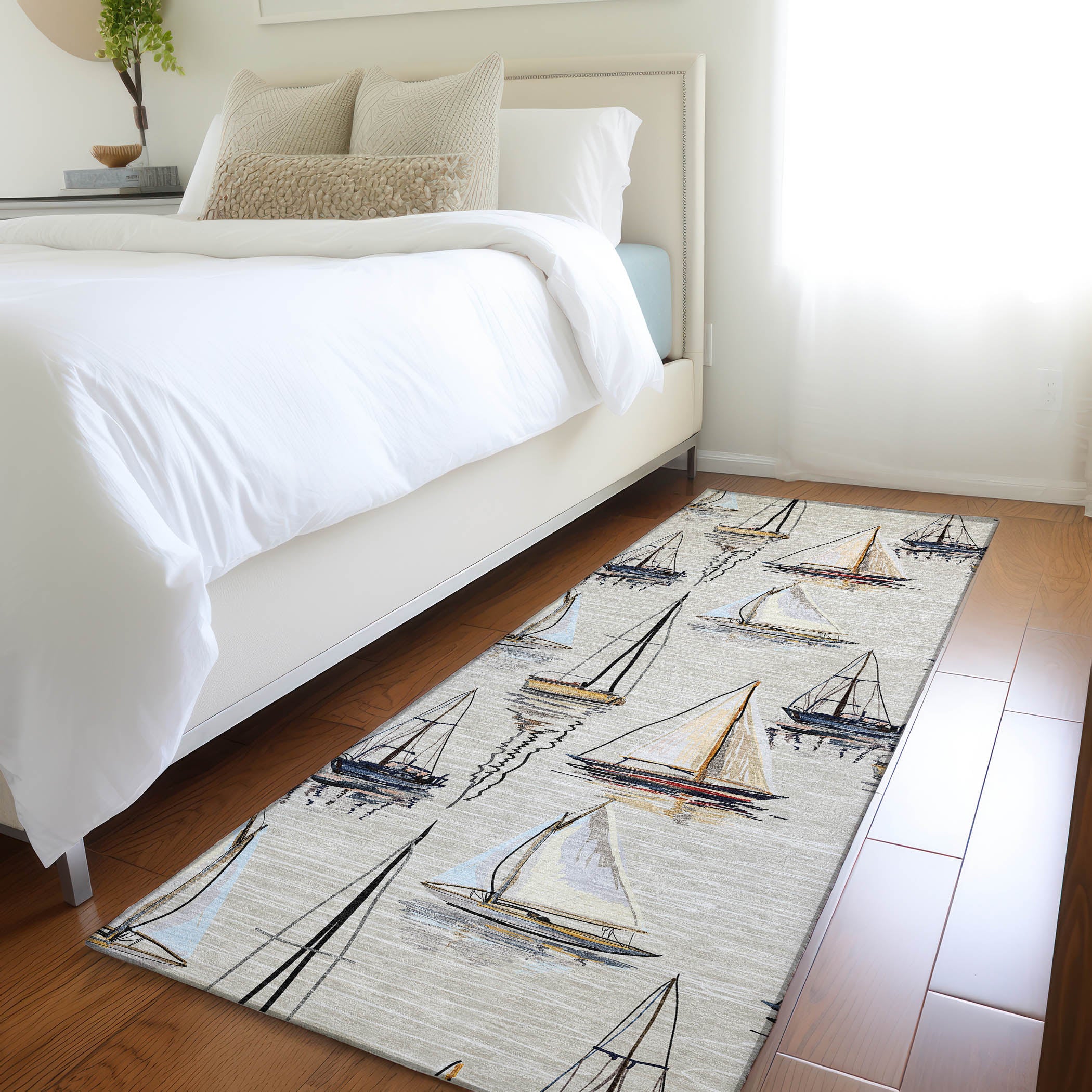 Dublin Machine Washable Coastal Ivory Rug 2'3" x 7'6" #shape_Runner