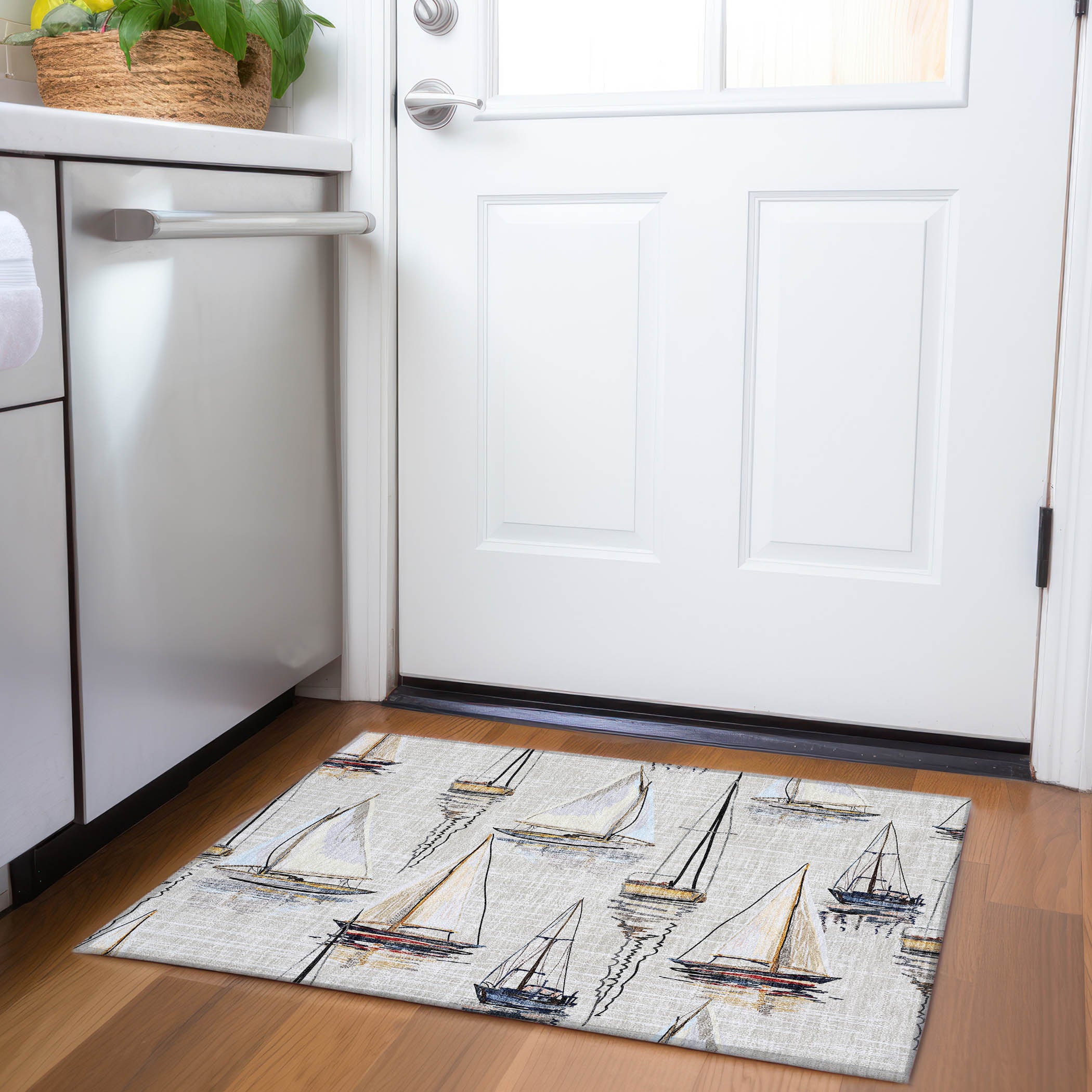 Dublin Machine Washable Coastal Ivory Rug 1'8" x 2'6" #shape_Rectangle