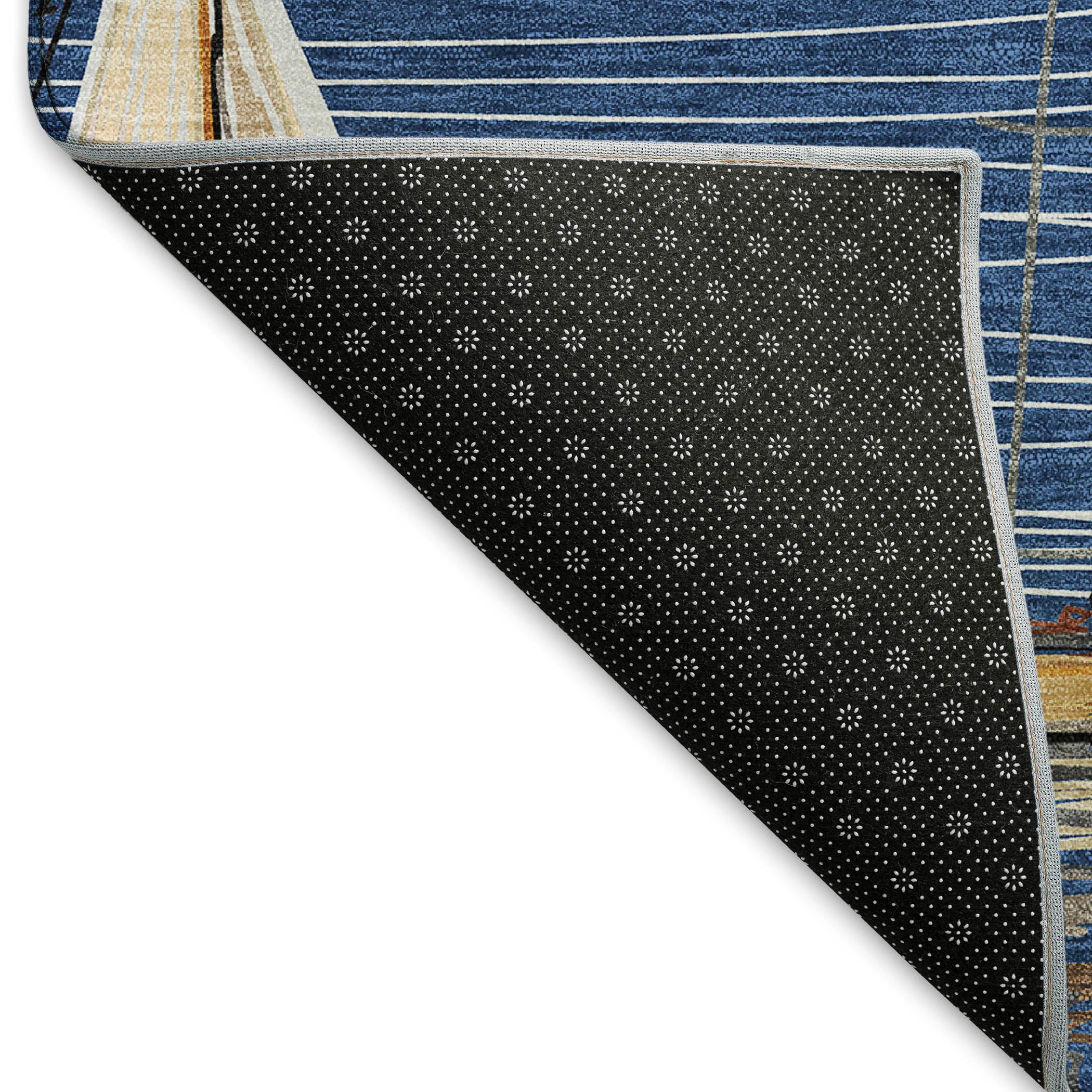 Dublin Machine Washable Coastal Navy Blue Rug 1'8" x 2'6" #shape_Rectangle