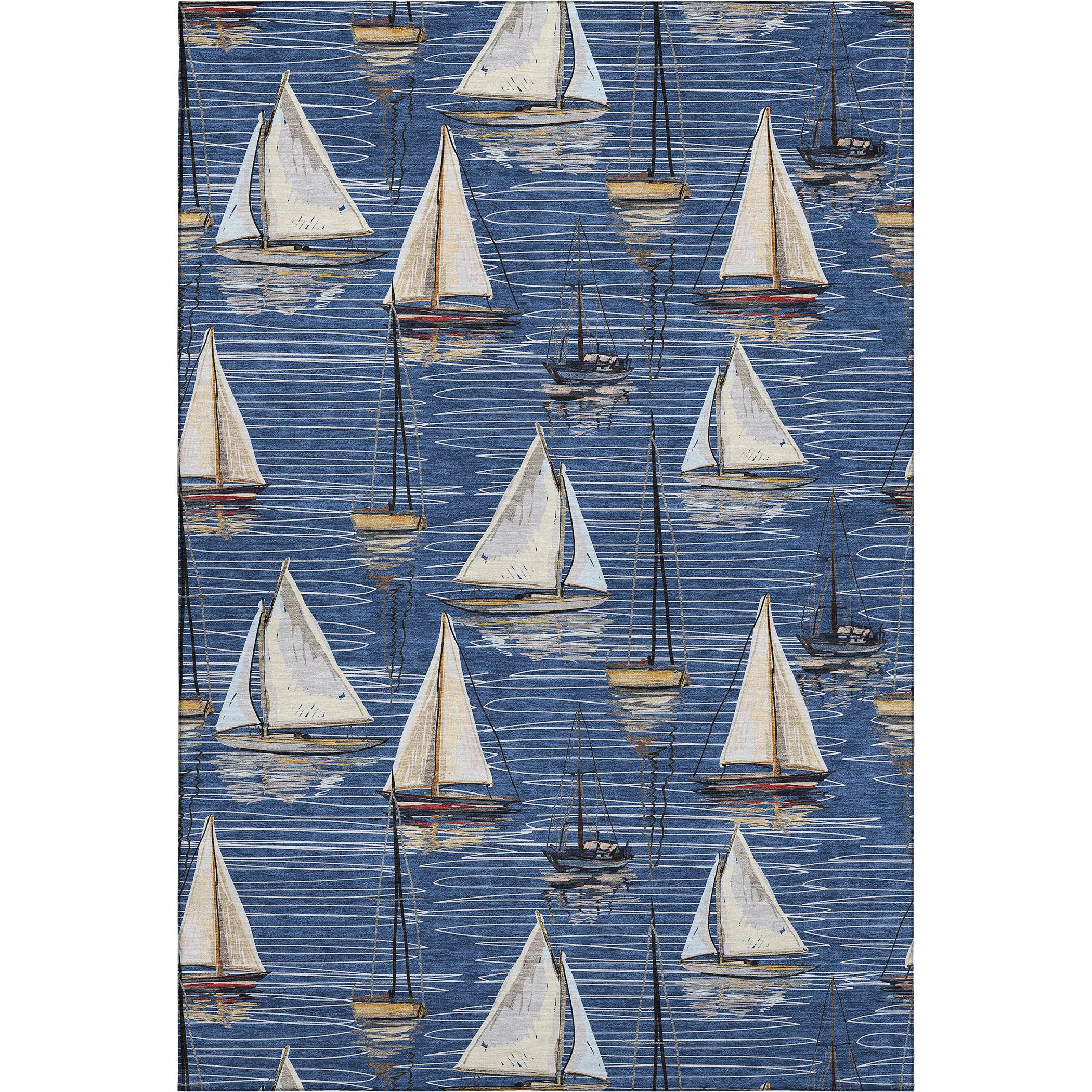 Dublin Machine Washable Coastal Navy Blue Rug 2'6" x 3'10" #shape_Rectangle