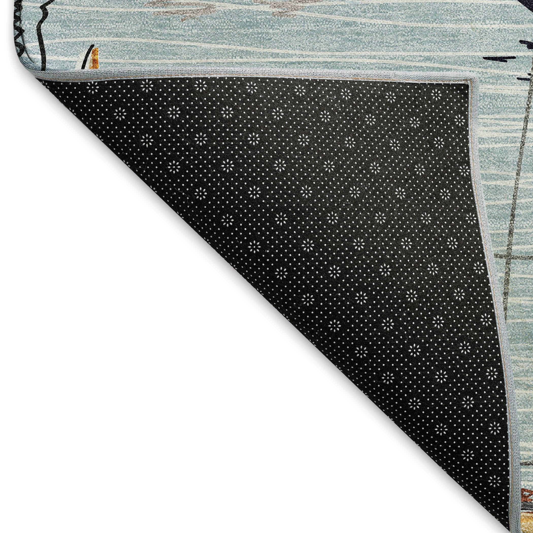 Dublin Machine Washable Coastal Sky Blue Rug 1'8" x 2'6" #shape_Rectangle