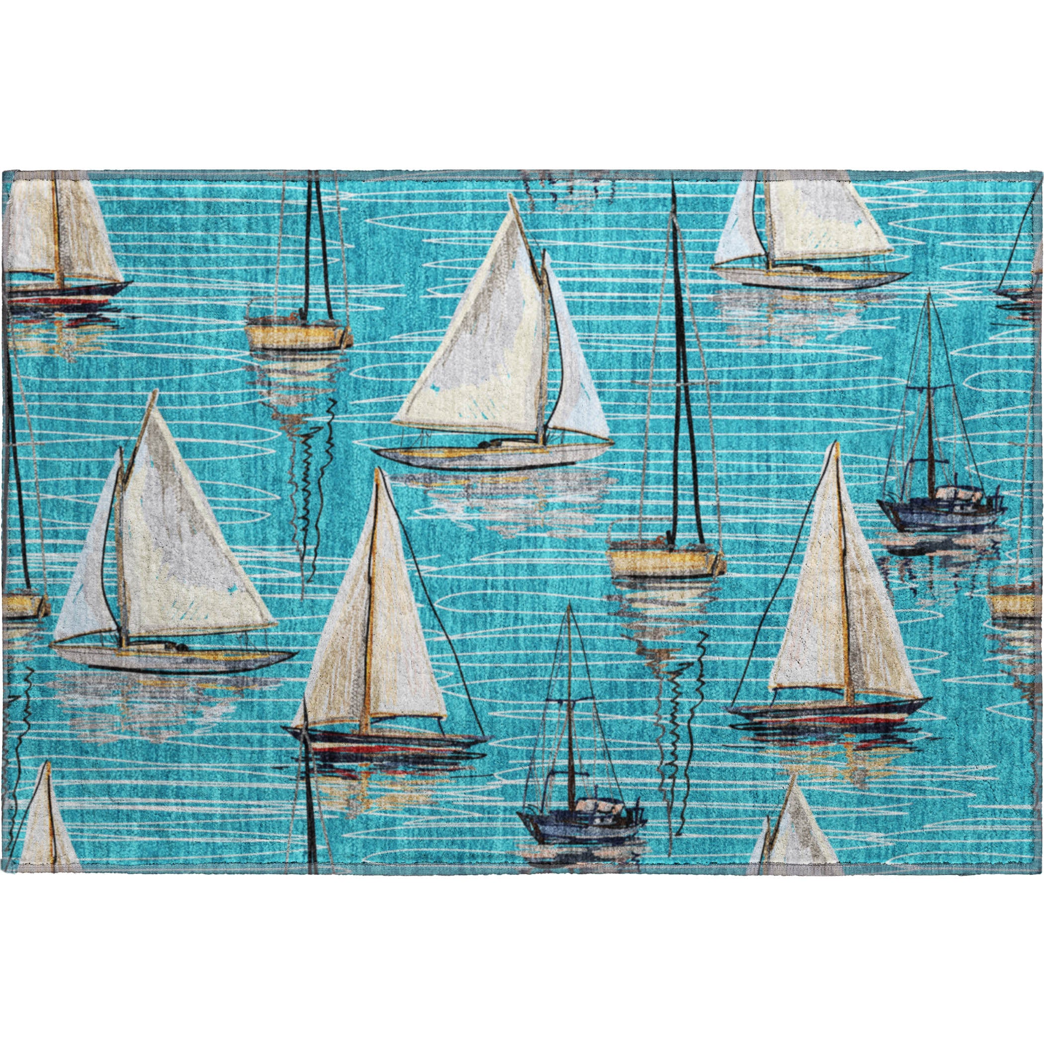 Dublin Machine Washable Coastal Teal Rug 1'8" x 2'6" #shape_Rectangle
