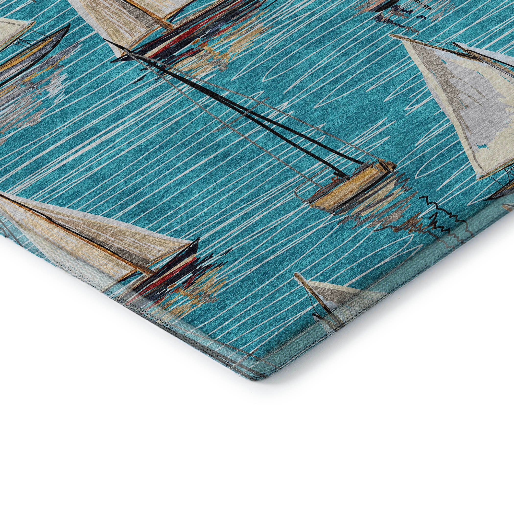 Dublin Machine Washable Coastal Teal Rug 1'8" x 2'6" #shape_Rectangle