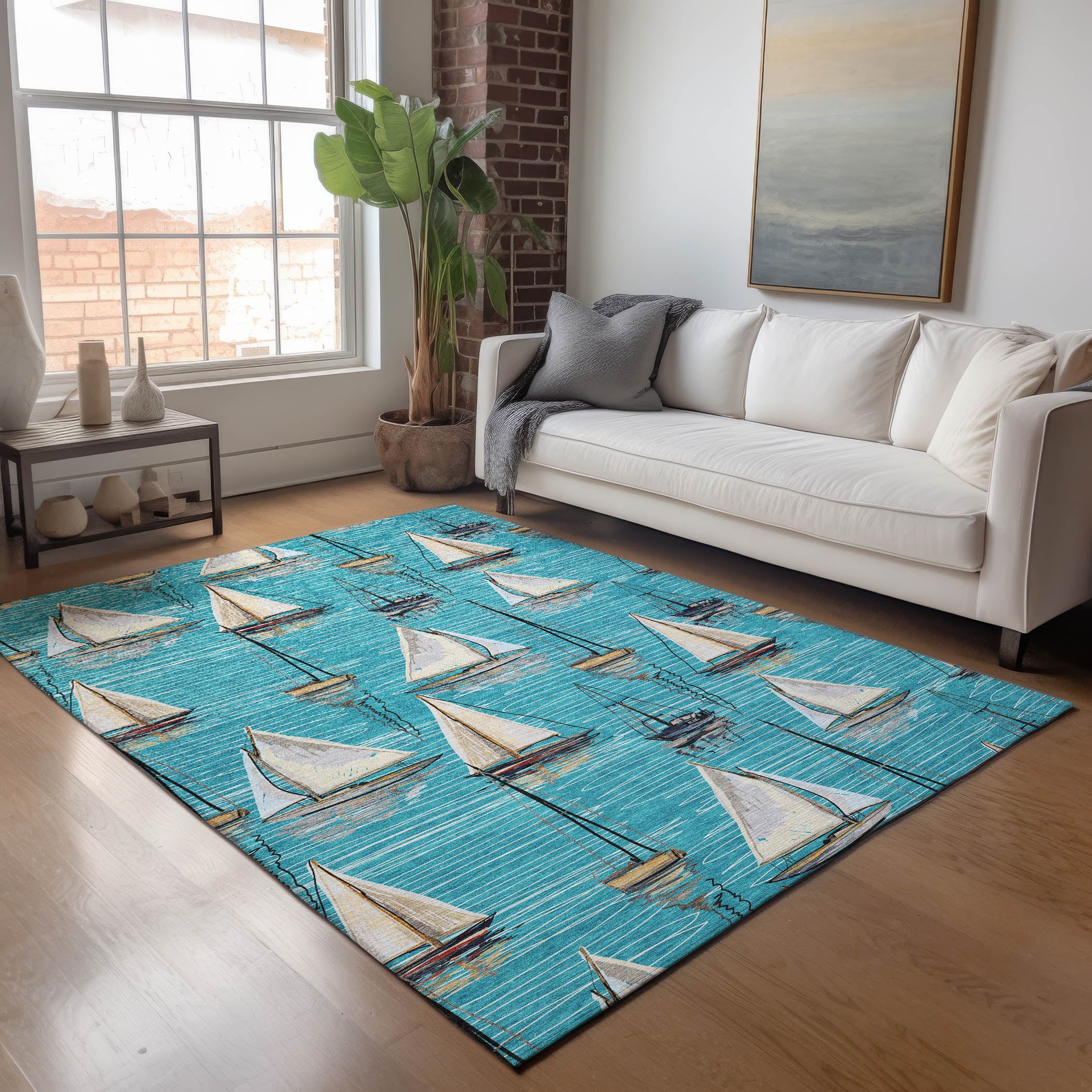 Dublin Machine Washable Coastal Teal Rug 2'6" x 3'10" #shape_Rectangle