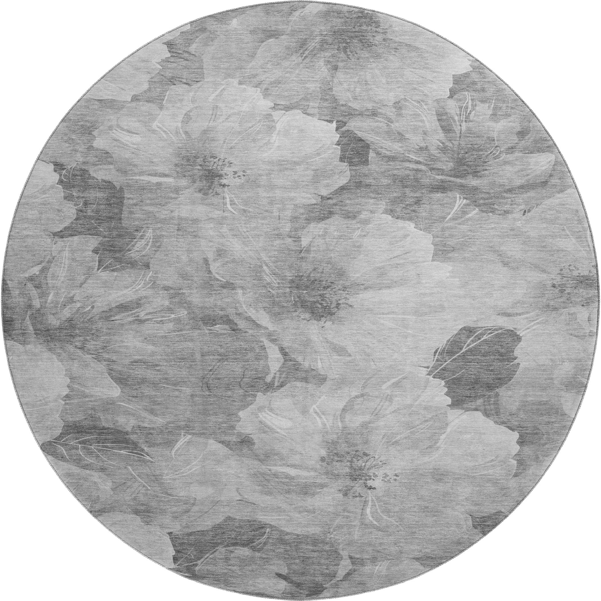 Bangkok Machine Washable Transitional Gray Rug 8' x 8' #shape_Round