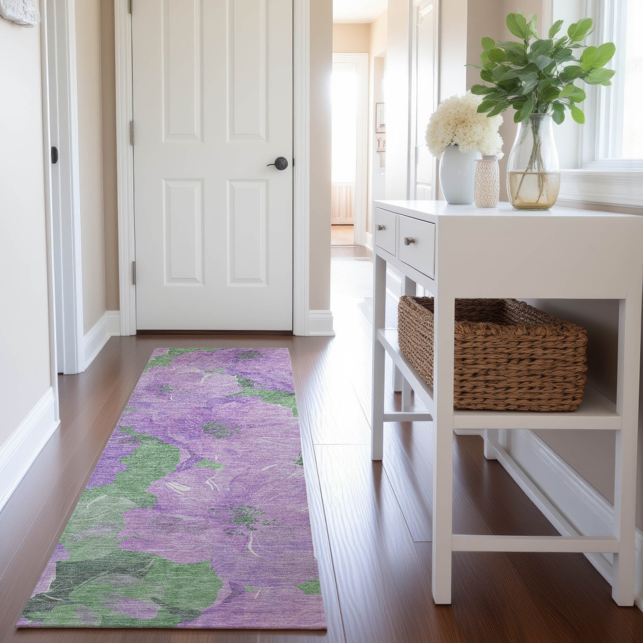 Bangkok Machine Washable Transitional Lavender Purple Rug 2'3" x 7'6" #shape_Runner