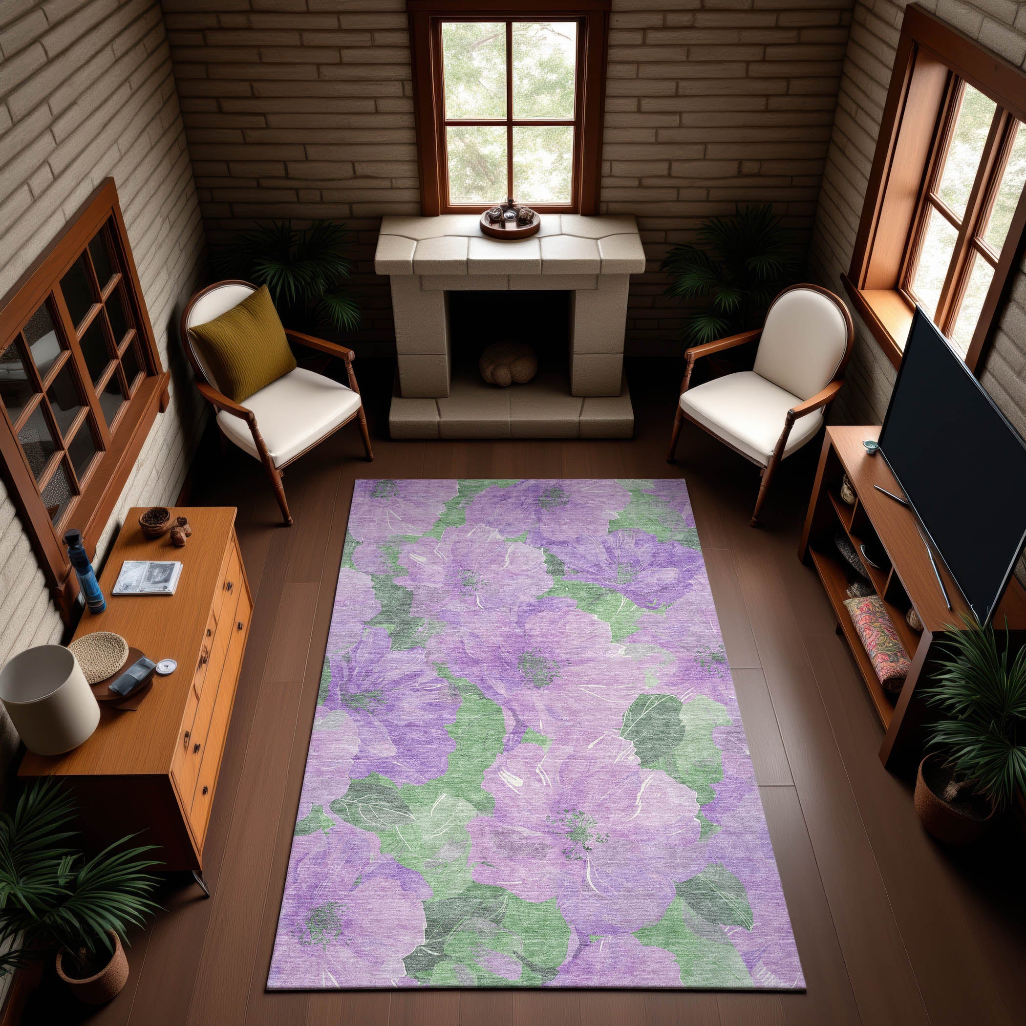 Bangkok Machine Washable Transitional Lavender Purple Rug 2'6" x 3'10" #shape_Rectangle