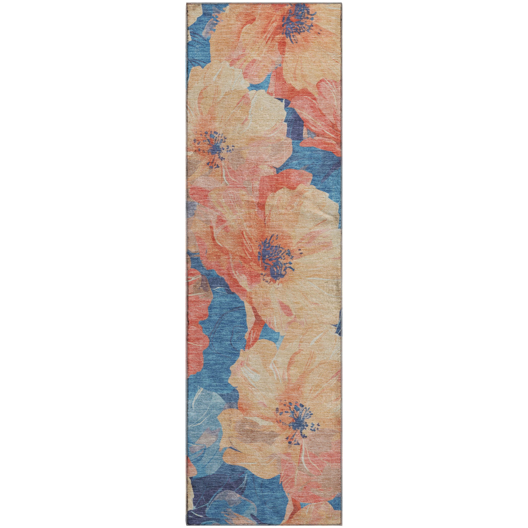 Bangkok Machine Washable Transitional Peach Orange Rug 2'3" x 7'6" #shape_Runner