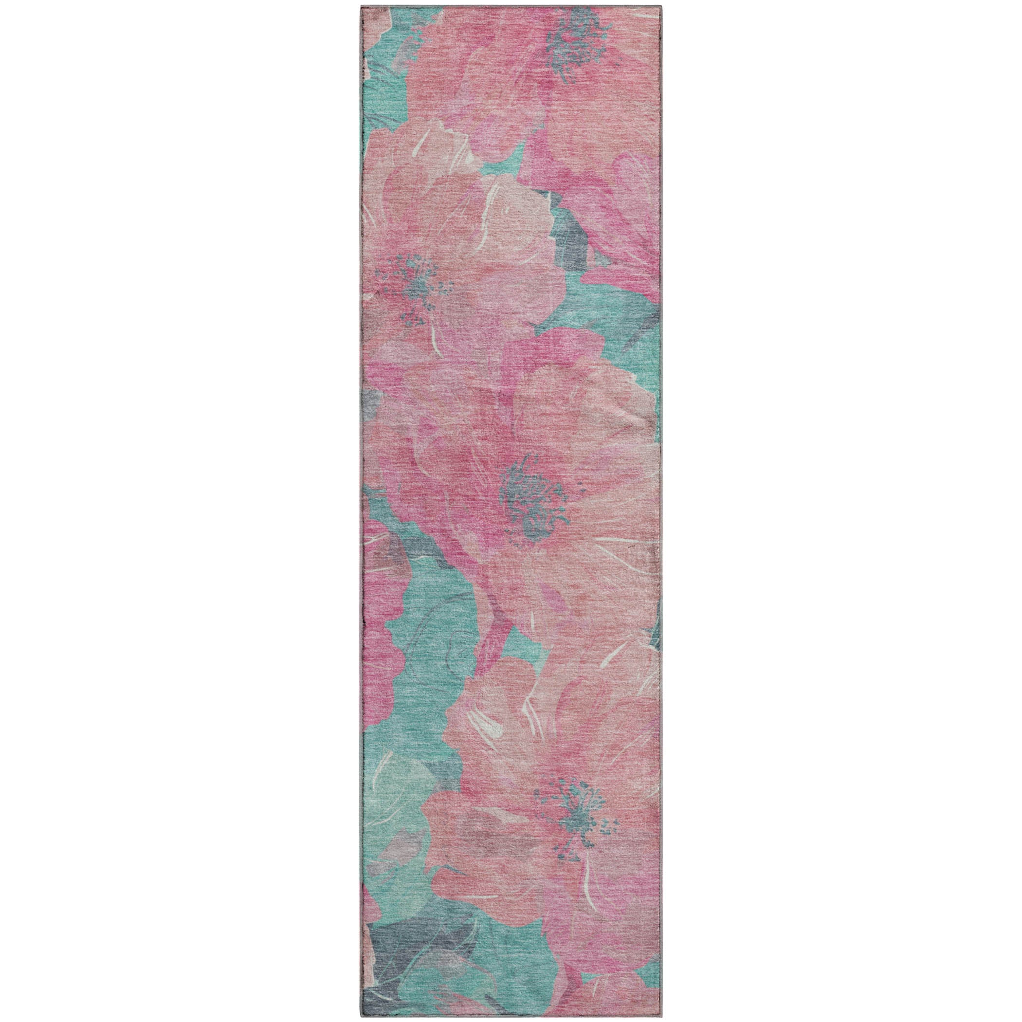 Bangkok Machine Washable Transitional Pink Rug 2'3" x 7'6" #shape_Runner