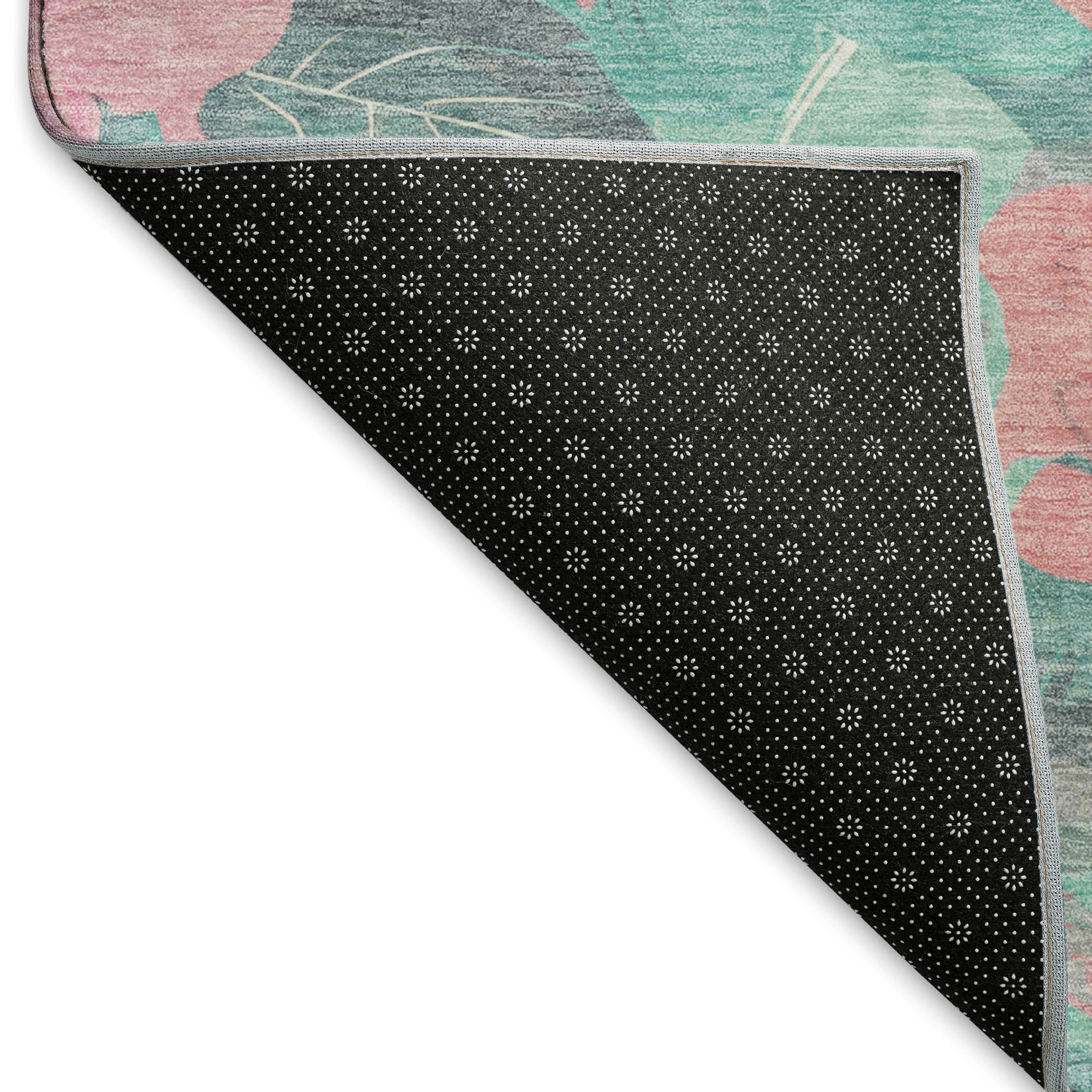 Bangkok Machine Washable Transitional Pink Rug 1'8" x 2'6" #shape_Rectangle