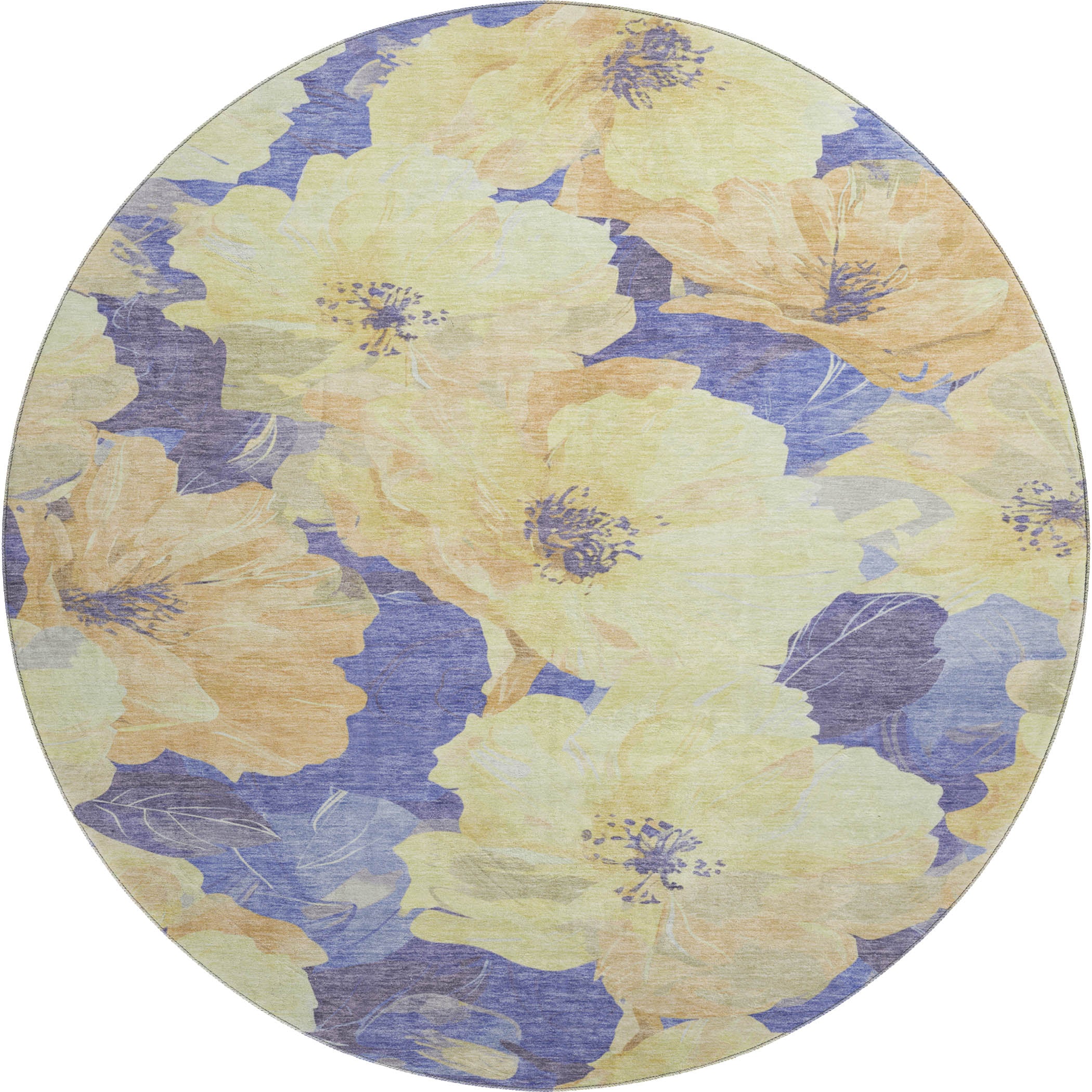 Bangkok Machine Washable Transitional Wheat Gold Rug 8' x 8' #shape_Round