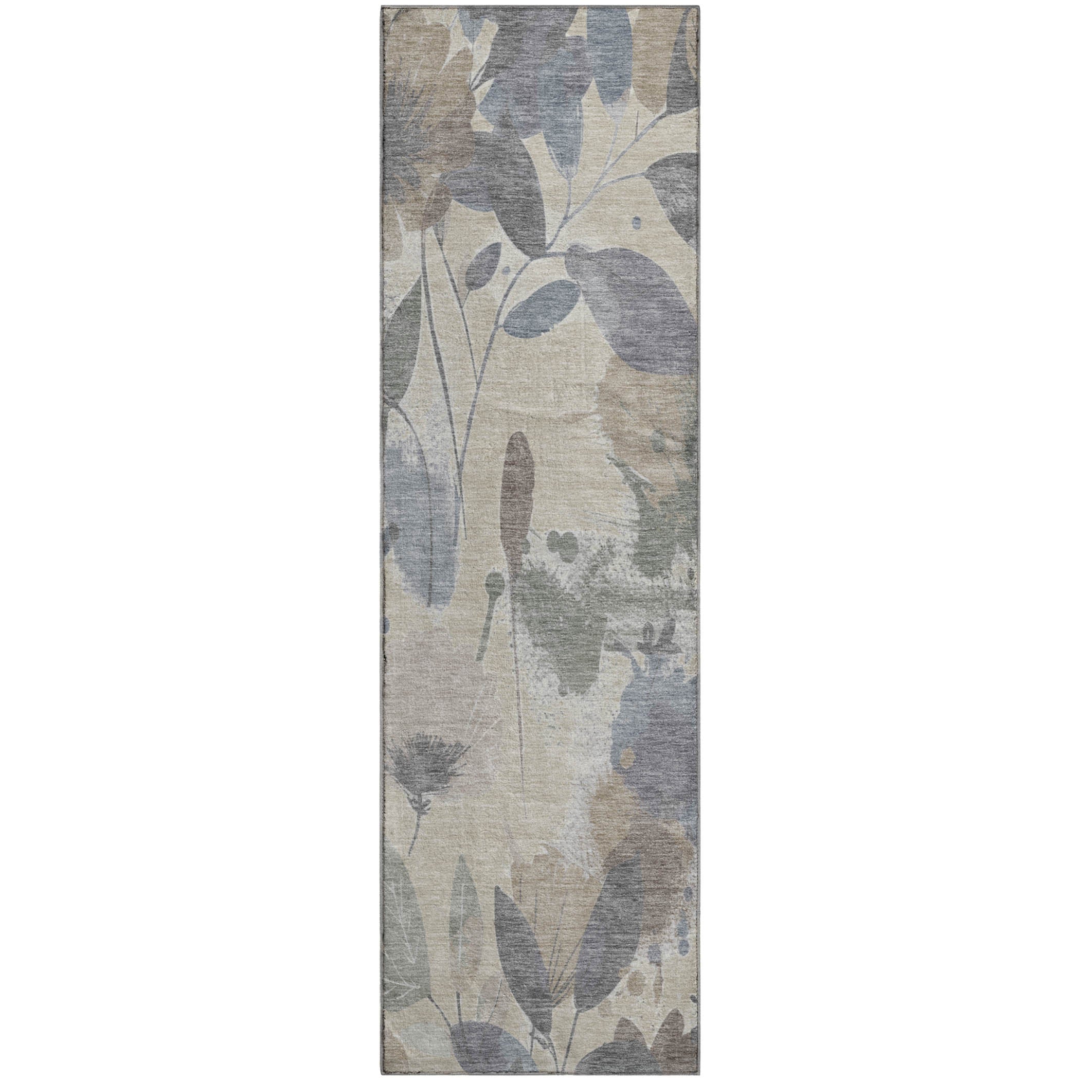 Montevideo Machine Washable Transitional Beige Brown Rug 2'3" x 7'6" #shape_Runner