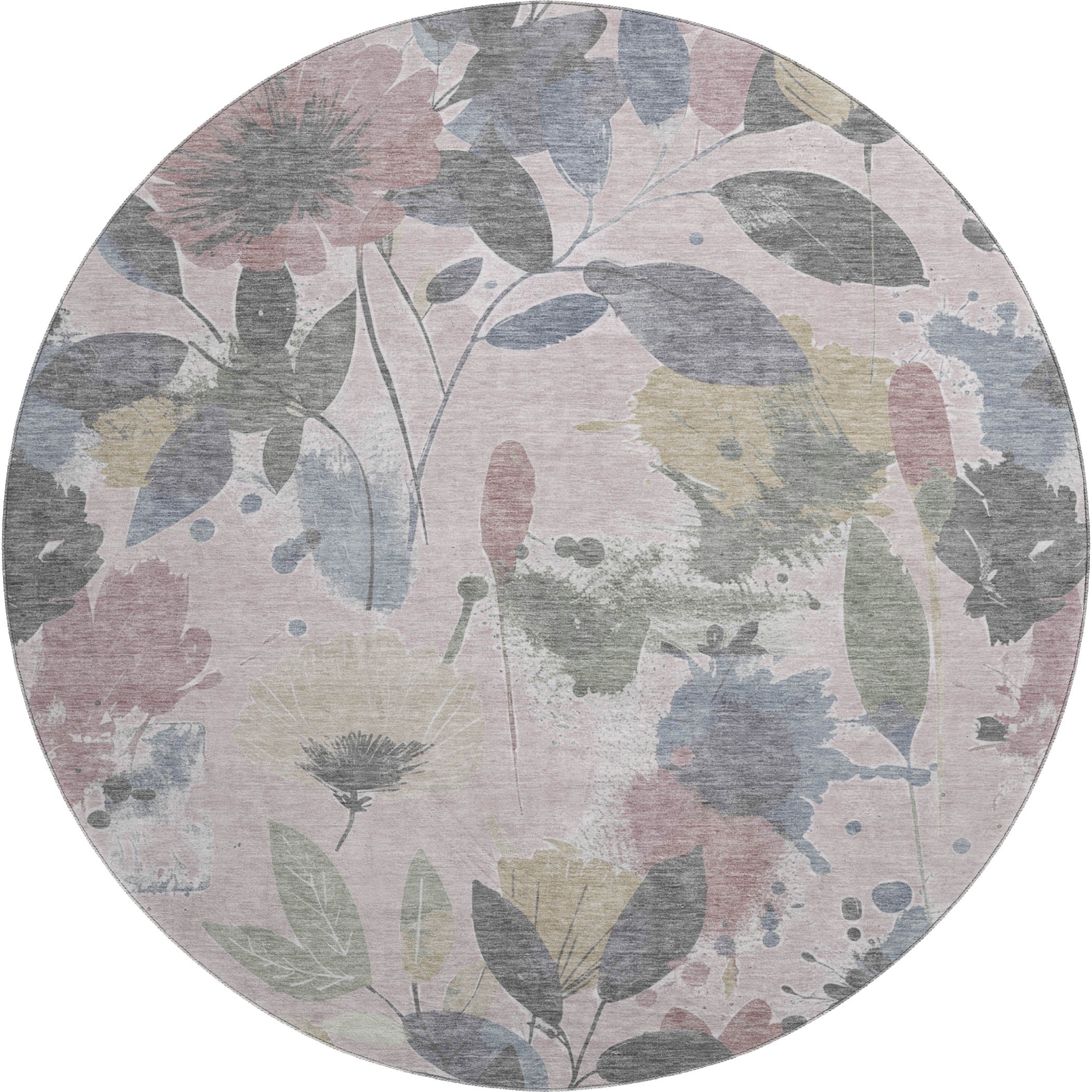Montevideo Machine Washable Transitional Blush Pink Rug 8' x 8' #shape_Round